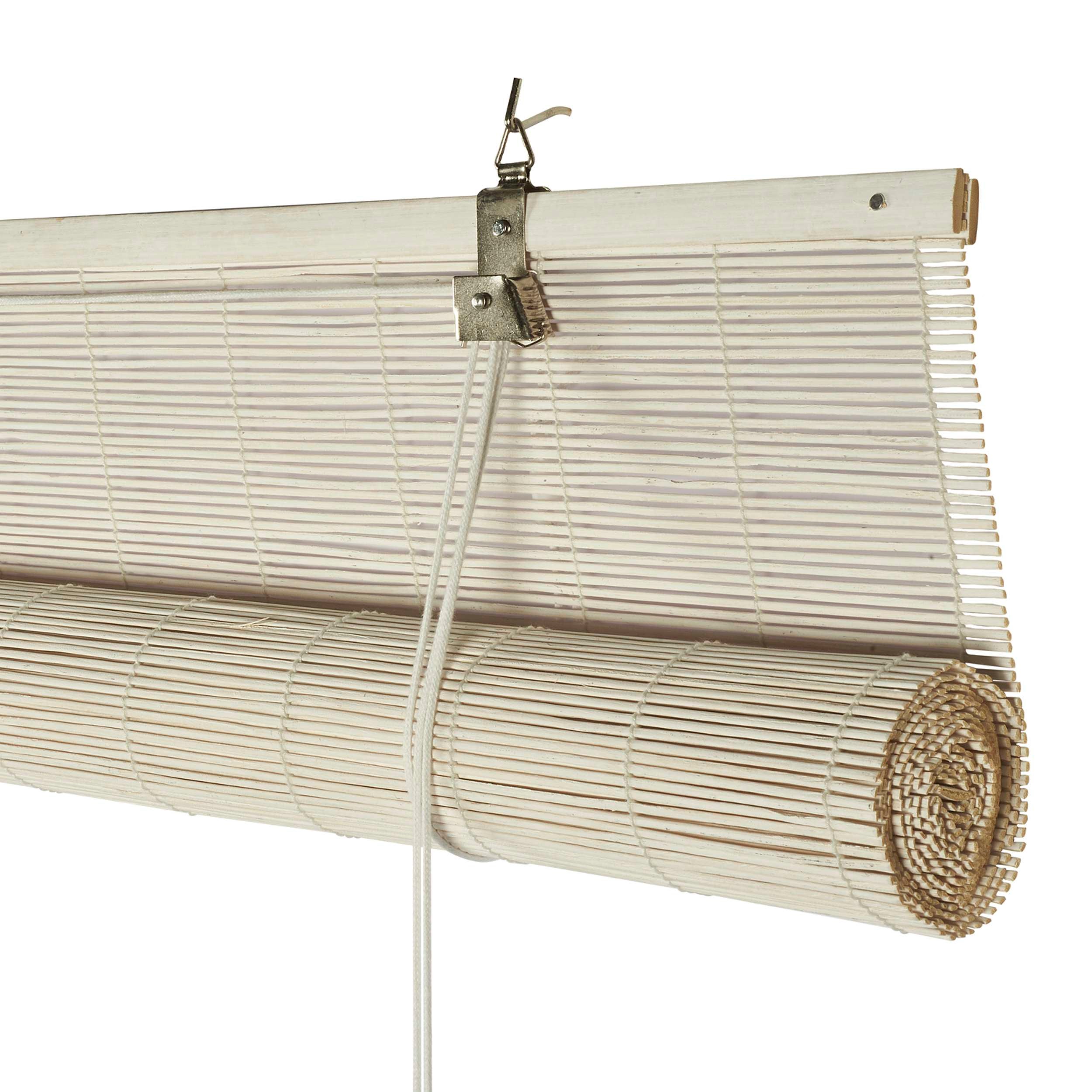 Estore de rolo de rolo de bambu, Estore de rolo de rolo de bambu natural interior e exterior branco, 150 x 175 cm - 3
