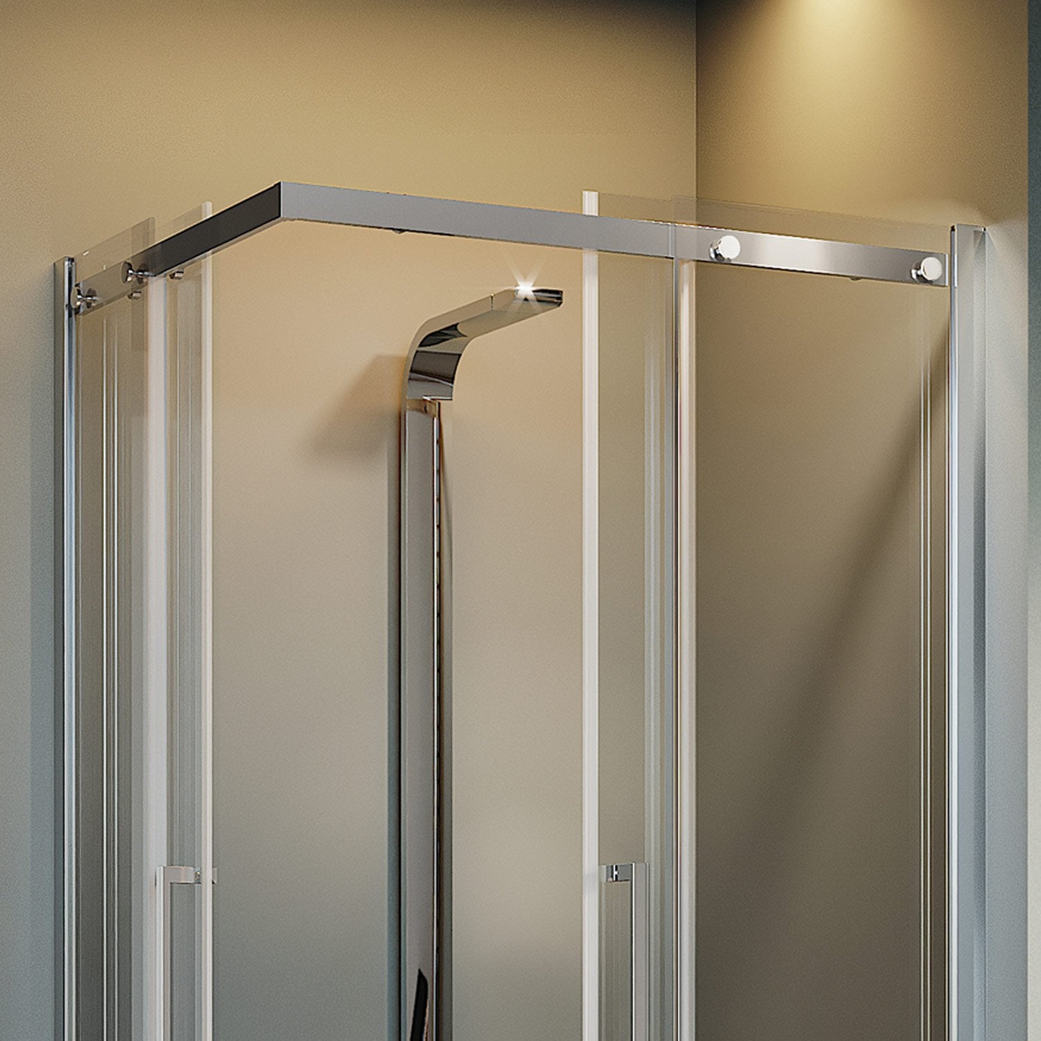 Cabine de douche d'angle Zen 75x75 h190,4 Réd 75/70 portes coulissantes verre 6 mm transparent blanc mat