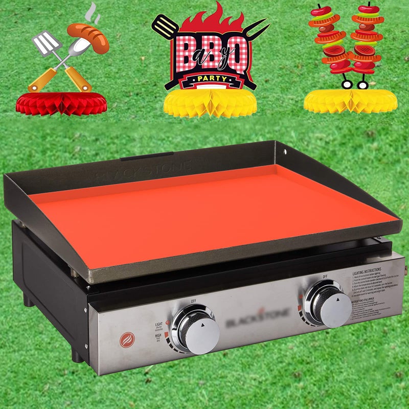 Mata silikonowa 22 cale, nieprzywierająca/wielokrotnego użytku mata do grillowania z silikonu spożywczego, pyłoszczelna, pomarańczowa