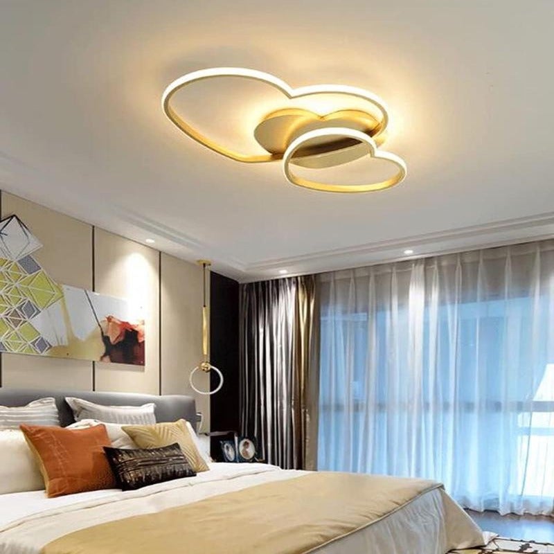 Children's Heart LED Ceiling Light 50cm Dimmable Remote Control Gold ...