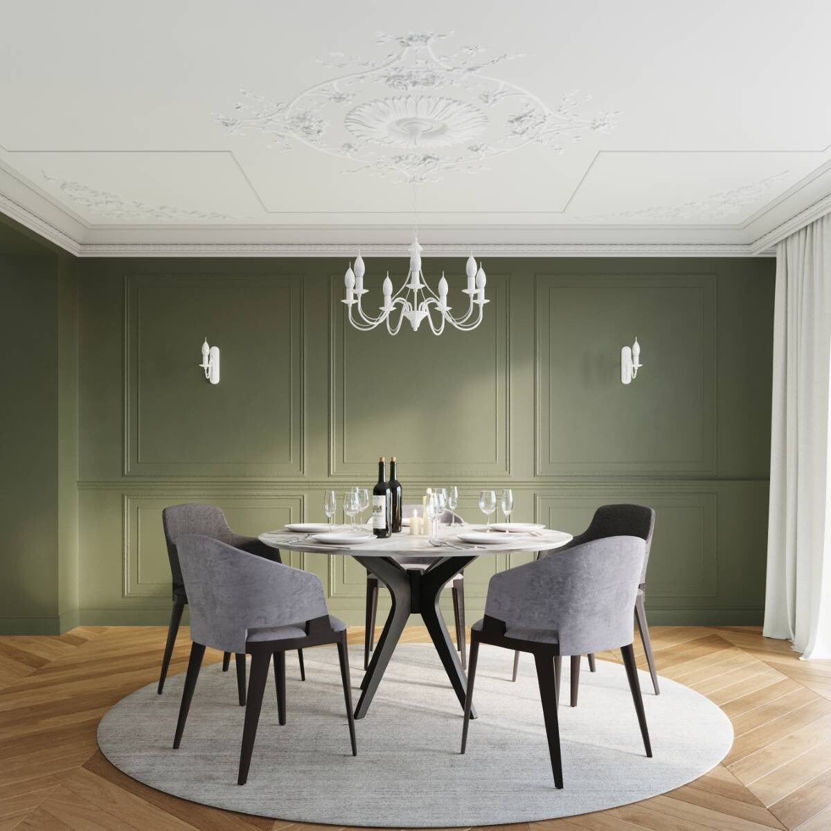 Lampa wisząca Minerwa biała 5xE14x12W wym: 80 x 60 x 60 cm metal Sollux Lighting - 6