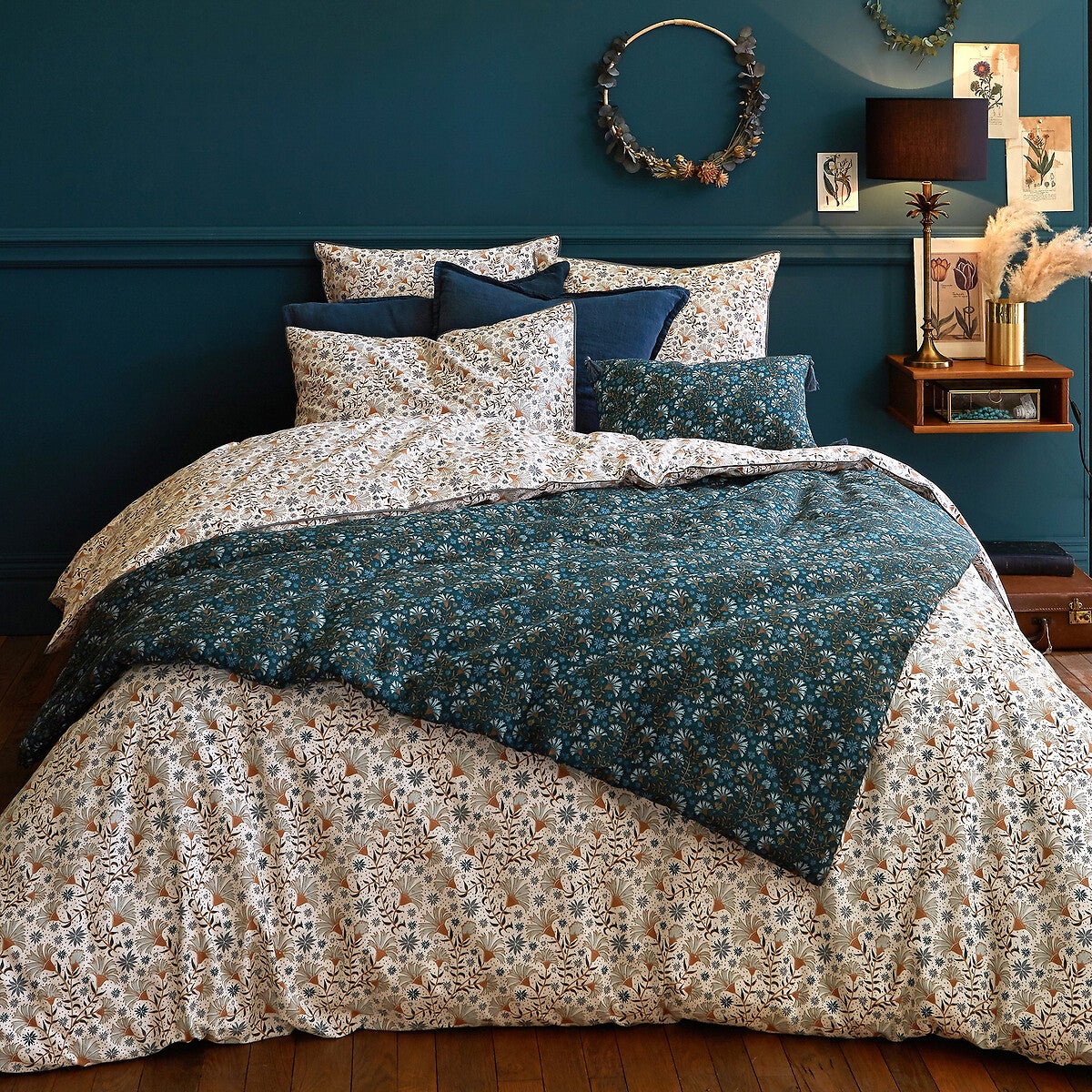 Housse de couette percale de coton, Kalyan - Imprimé fleurs - 140 x 200 cm - 3