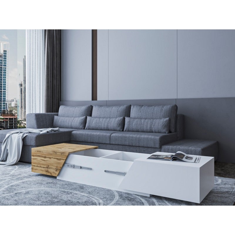 Table basse extensible avec rangement Nesezi Gris - 2