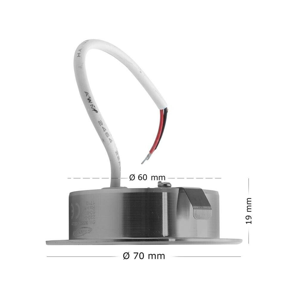 FARETTO LED 3 W LUCE NATURALE A INCASSO ROTONDO OPACO BORDO ARGENTO P60-N - 2