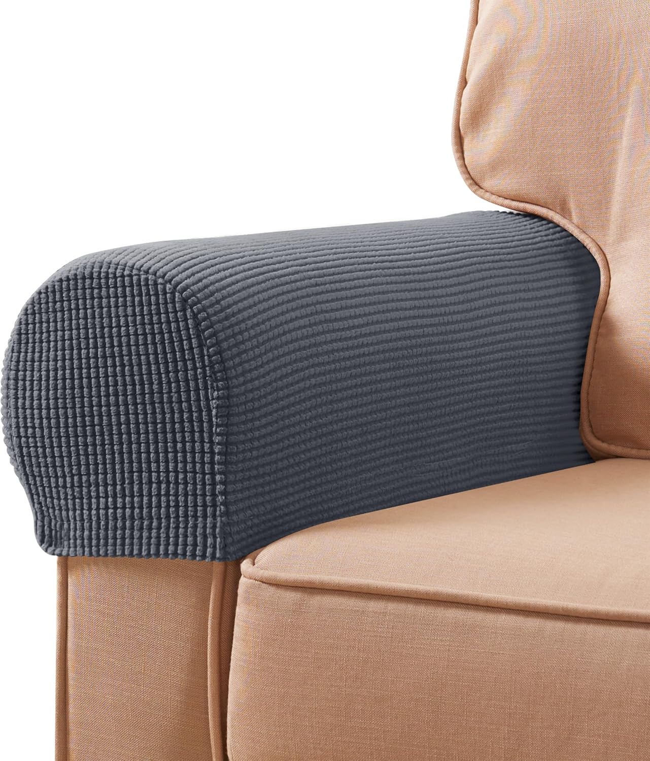 BESPORTBLE Lot De 2 Housse D'Accoudoirs Canapé Extensibles - Polyester Gris, Protection Meuble