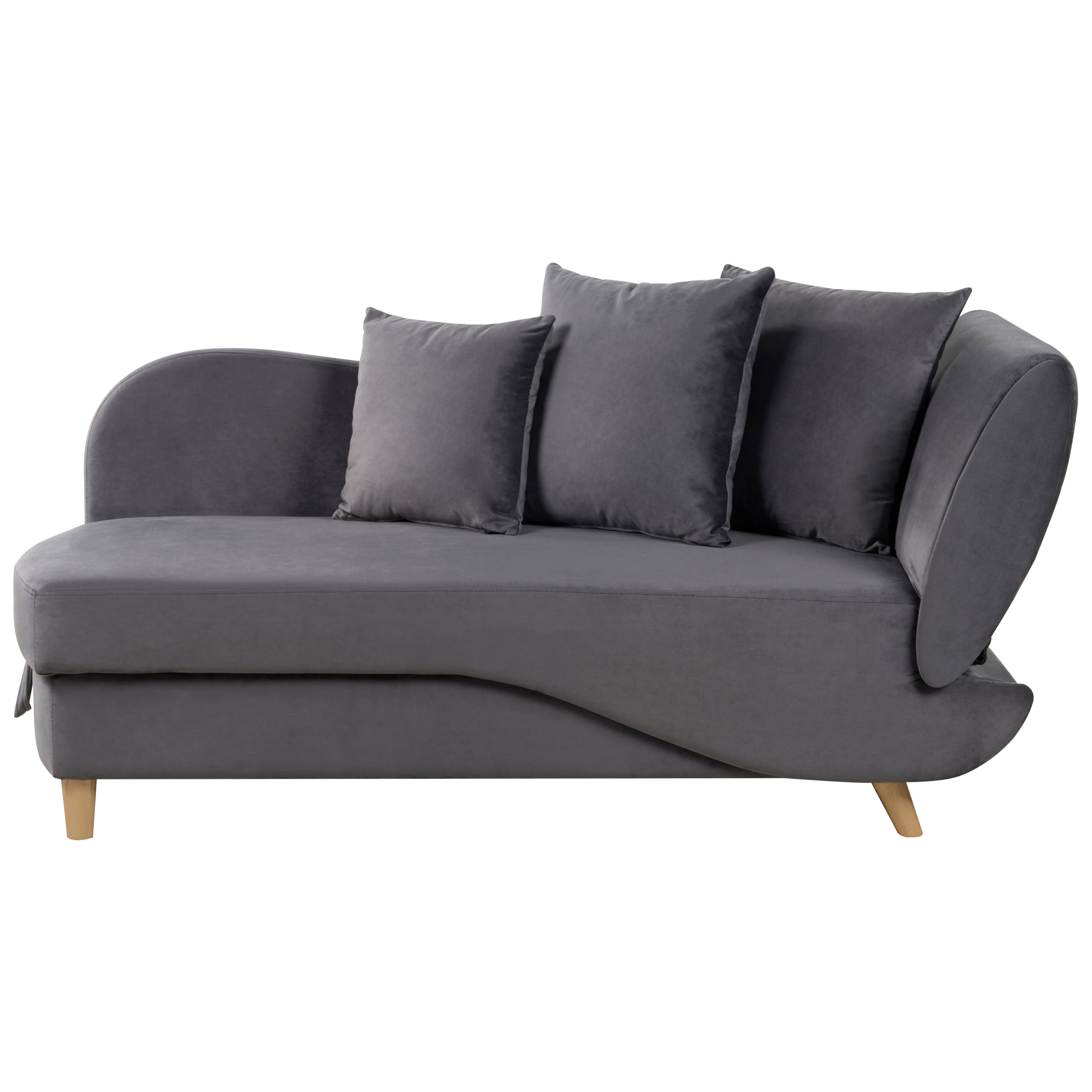 Beliani chaise longue de terciopelo gris oscuro derecho con almacenaje meri ii