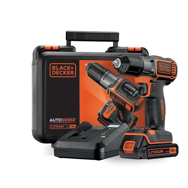 Black and Decker - Perceuse sans fil Autosense 18V 1,5Ah Li-Ion 16/28 Nm - ASD18K-QW BLACK & DECKER
