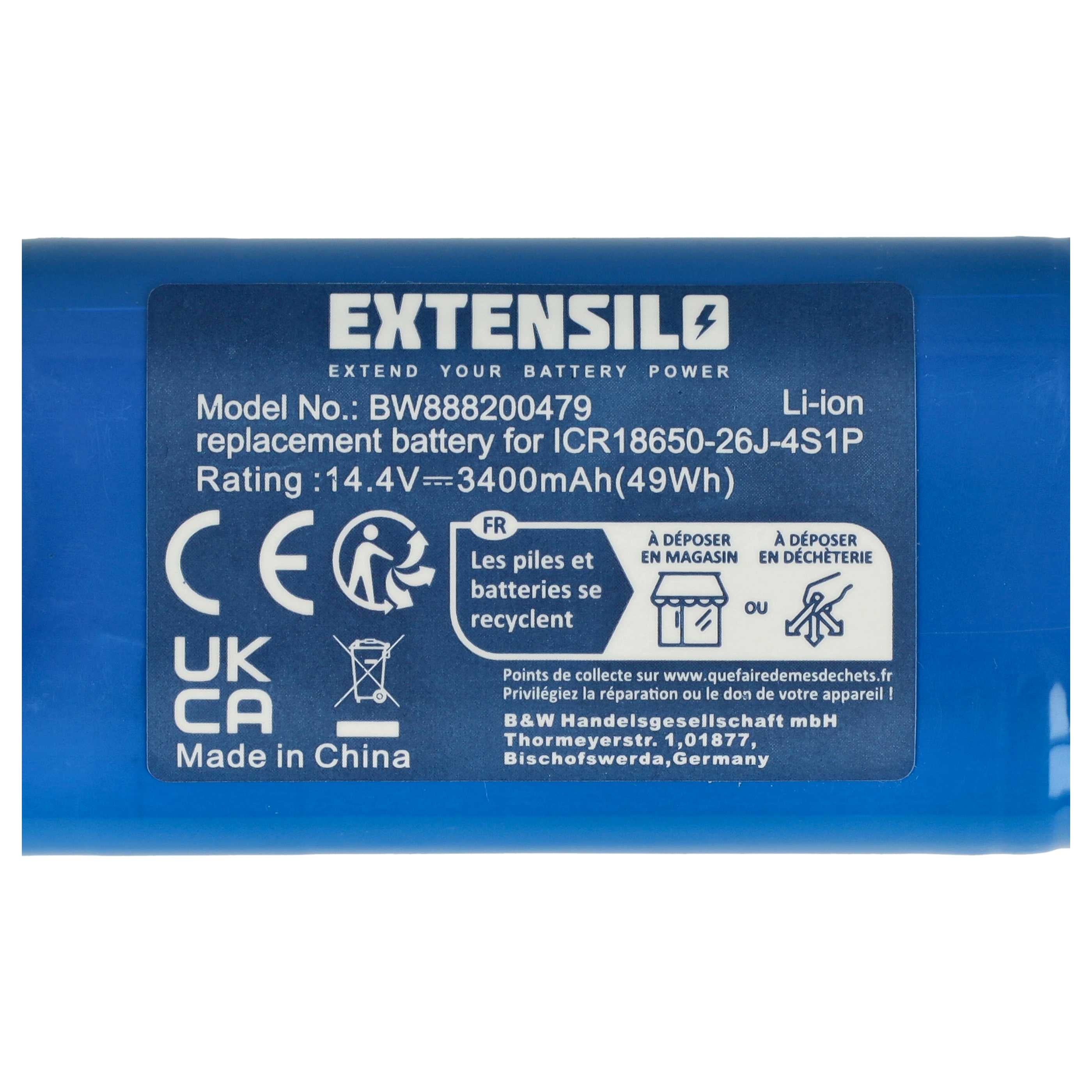 EXTENSILO Batterie compatible avec Eufy Robovac G10 Hybrid, G30, G30 Edge, G15, G20, G20 Hybrid robot électroménager, bleu (3400mAh, 14,4V, Li-ion) - 5