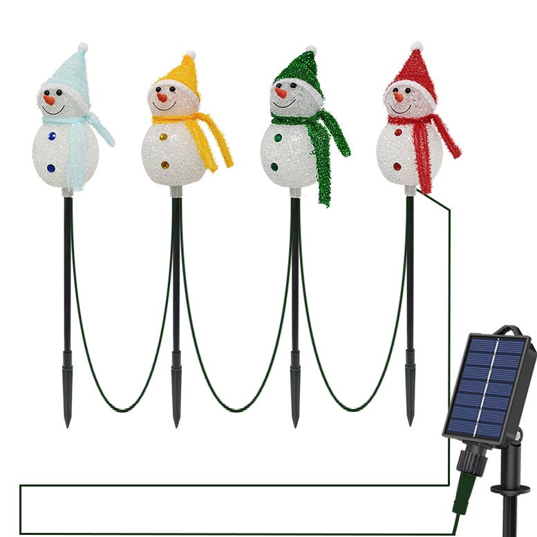 Świąteczne lampki solarne, dekoracje bożonarodzeniowe zewnętrzne, wodoodporne lampki świąteczne w kształcie bałwana