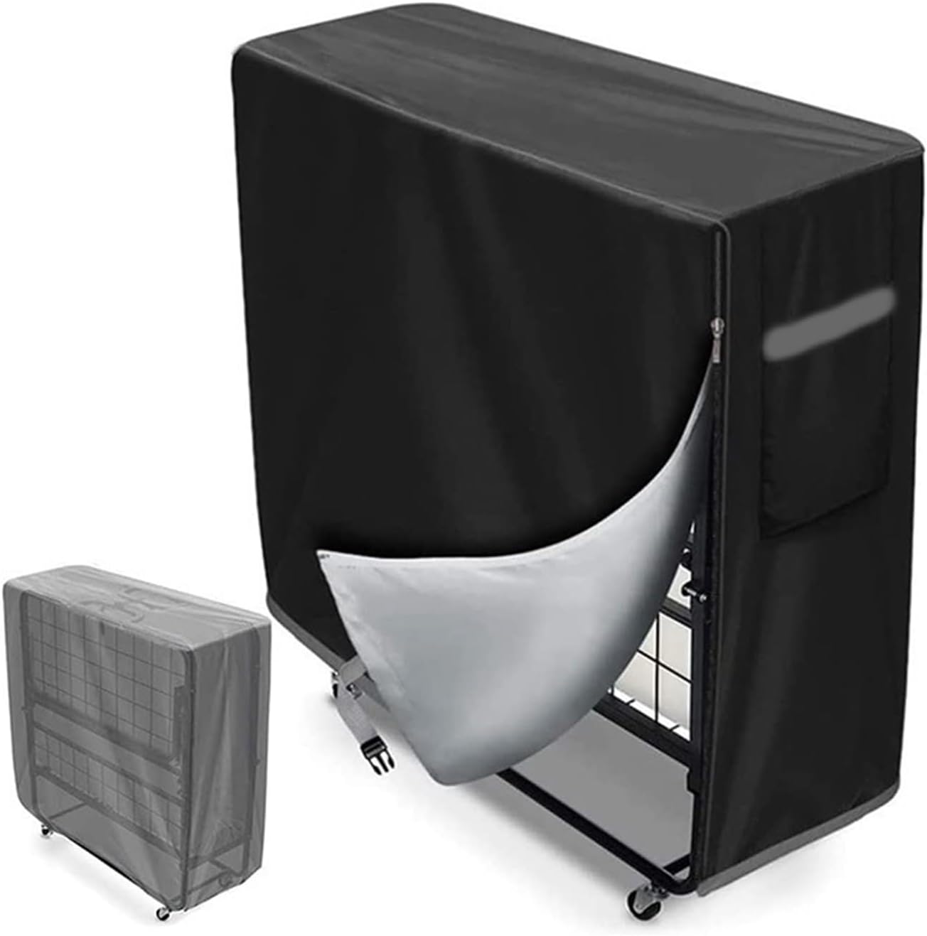 Składane prześcieradło z gumką - 99 x 38 x 114 cm - Wodoodporny pokrowiec ochronny - Wielofunkcyjny pokrowiec - Tkanina Oxford 210D - Czarny