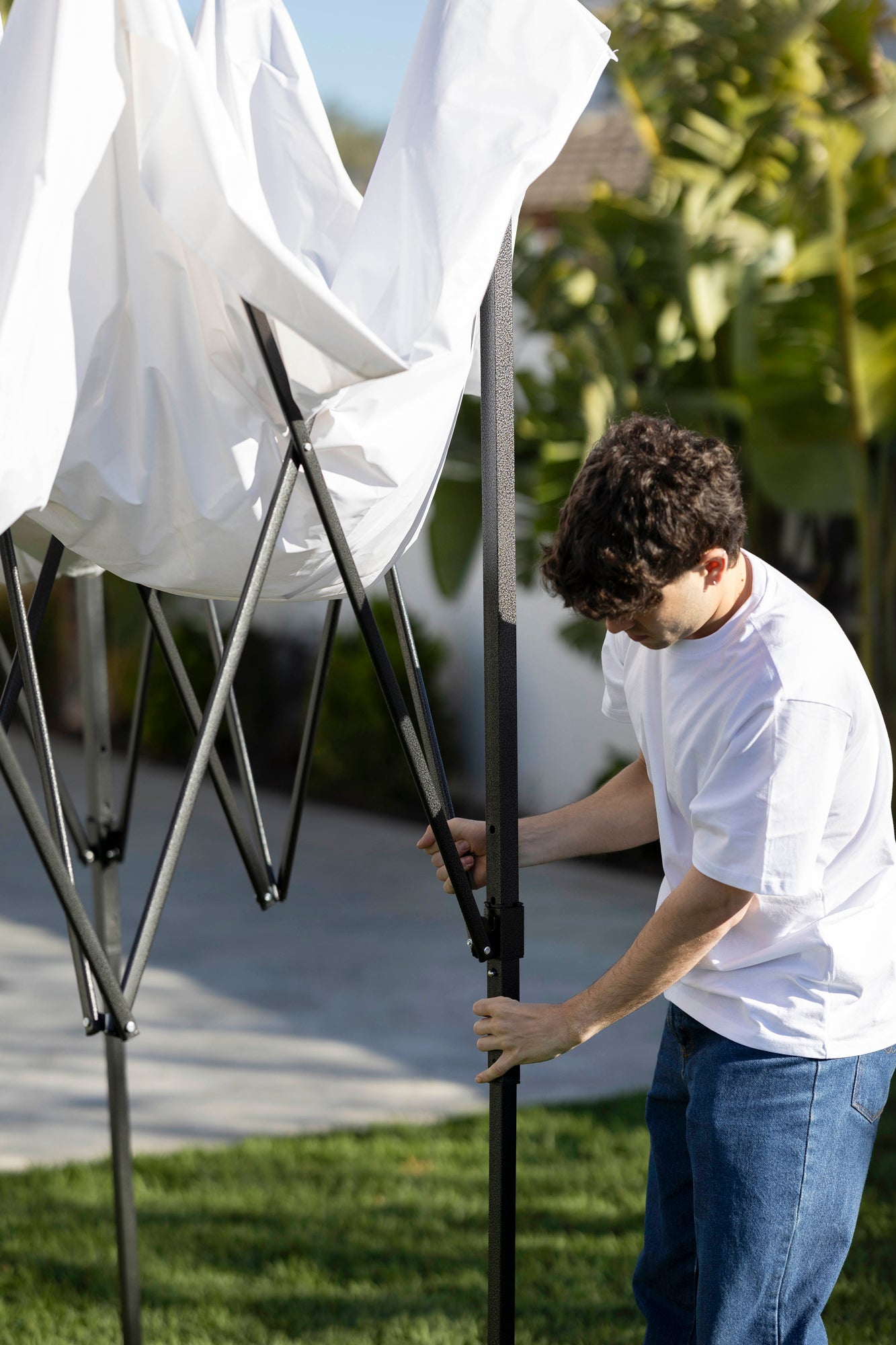 DUPI Gazebo Plegable 3x3 Metros, Cenador, Pergola, Carpas para Exteriores jardín, terrazas, Camping y Playa | Patas_Negras | Blanca - 7
