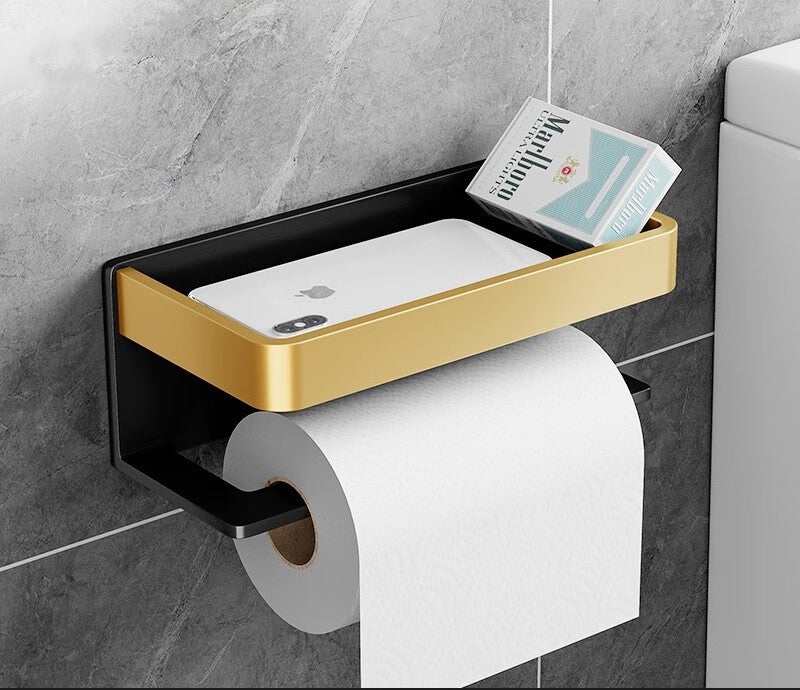 Porte Papier Toilette avec Etagère,Support Papier Toilette Mural Porte ...