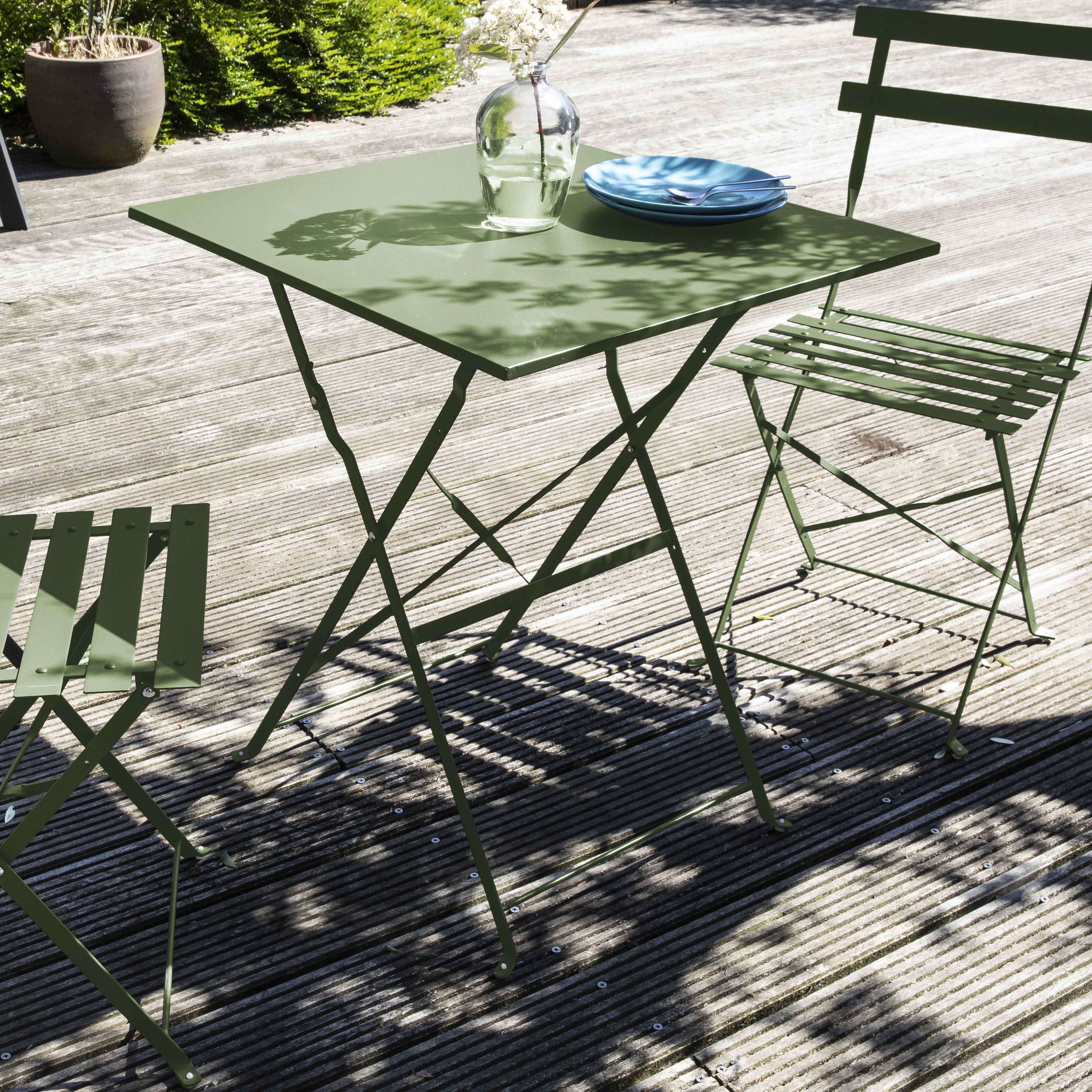 Chaise de jardin pliable sans coussin Rome en Acier Vert - 6
