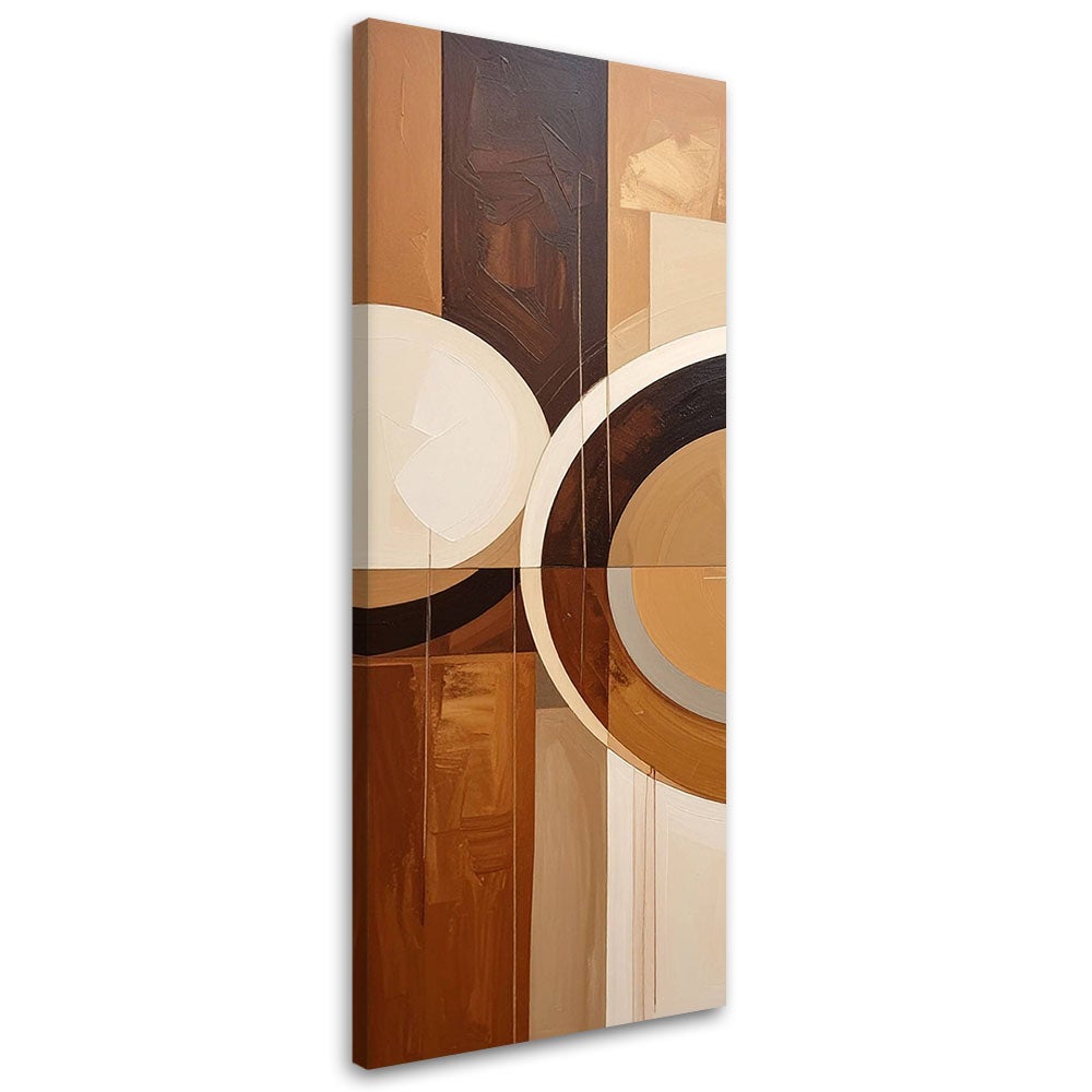 Obraz do salonu sypialni biura, Abstrakcyjne geometryczne formy w beżu 30x90