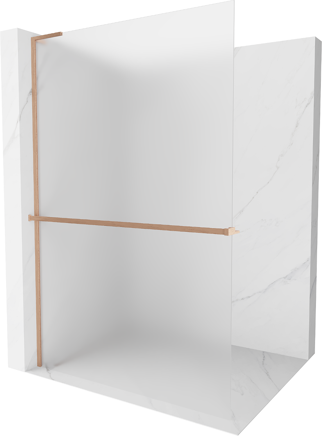 Mexen Kioto+ L ścianka prysznicowa z półką Walk-in 70 x 200 cm, szron, miedź szczotkowana - 800-070-123-65-30