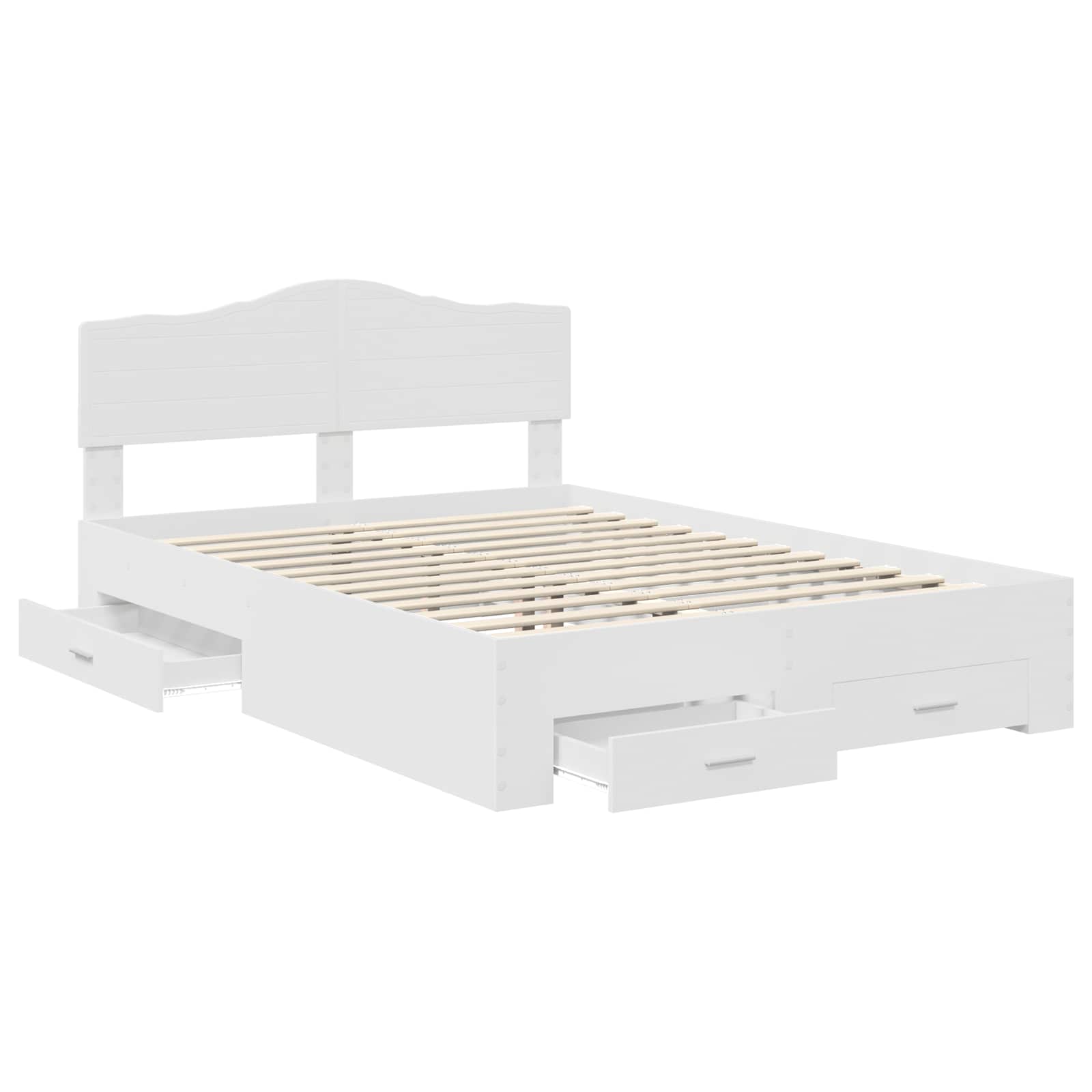 Cadre de lit avec tiroir blanc 140 x 190 cm panneau de bois - 5