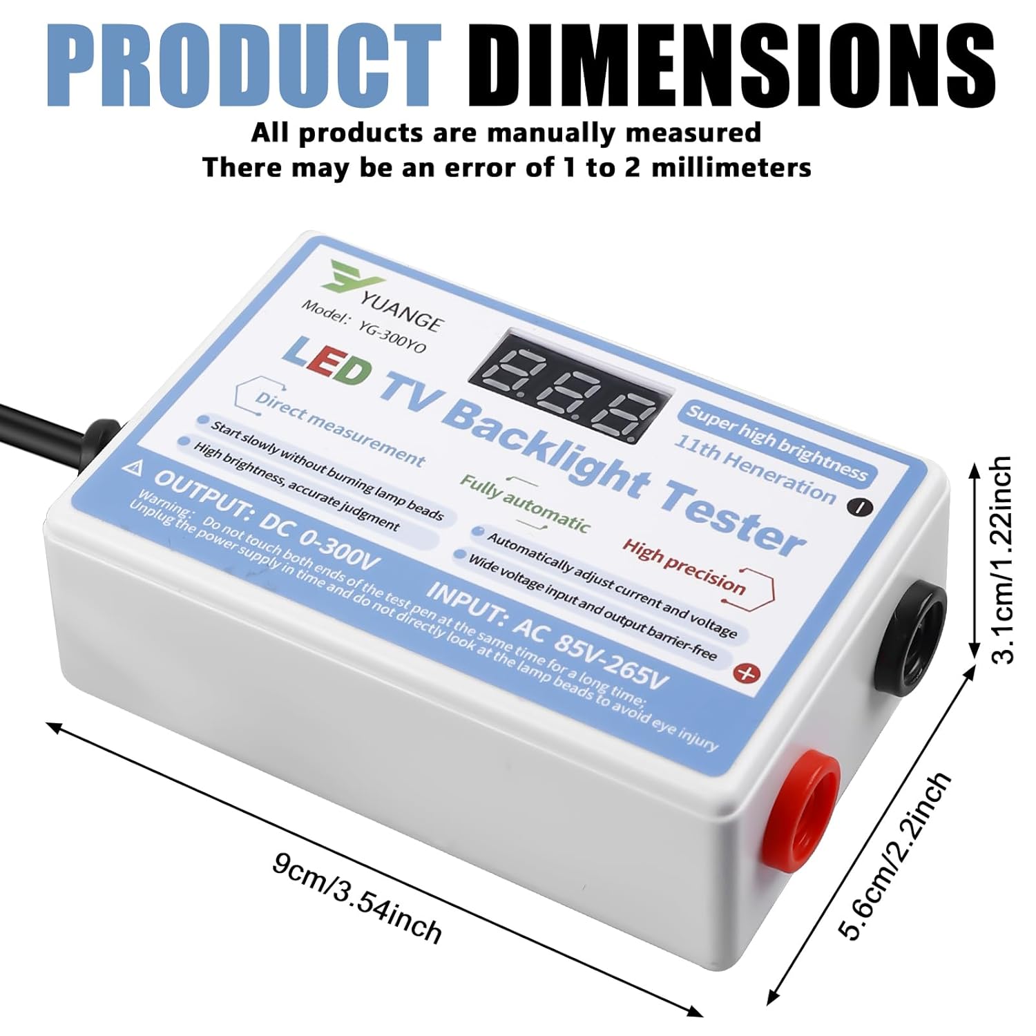 Testeur LED Professionnel 18W Pour Rétroéclairage TV - 0-300V Avec Affichage Numérique Et Prise Européenne