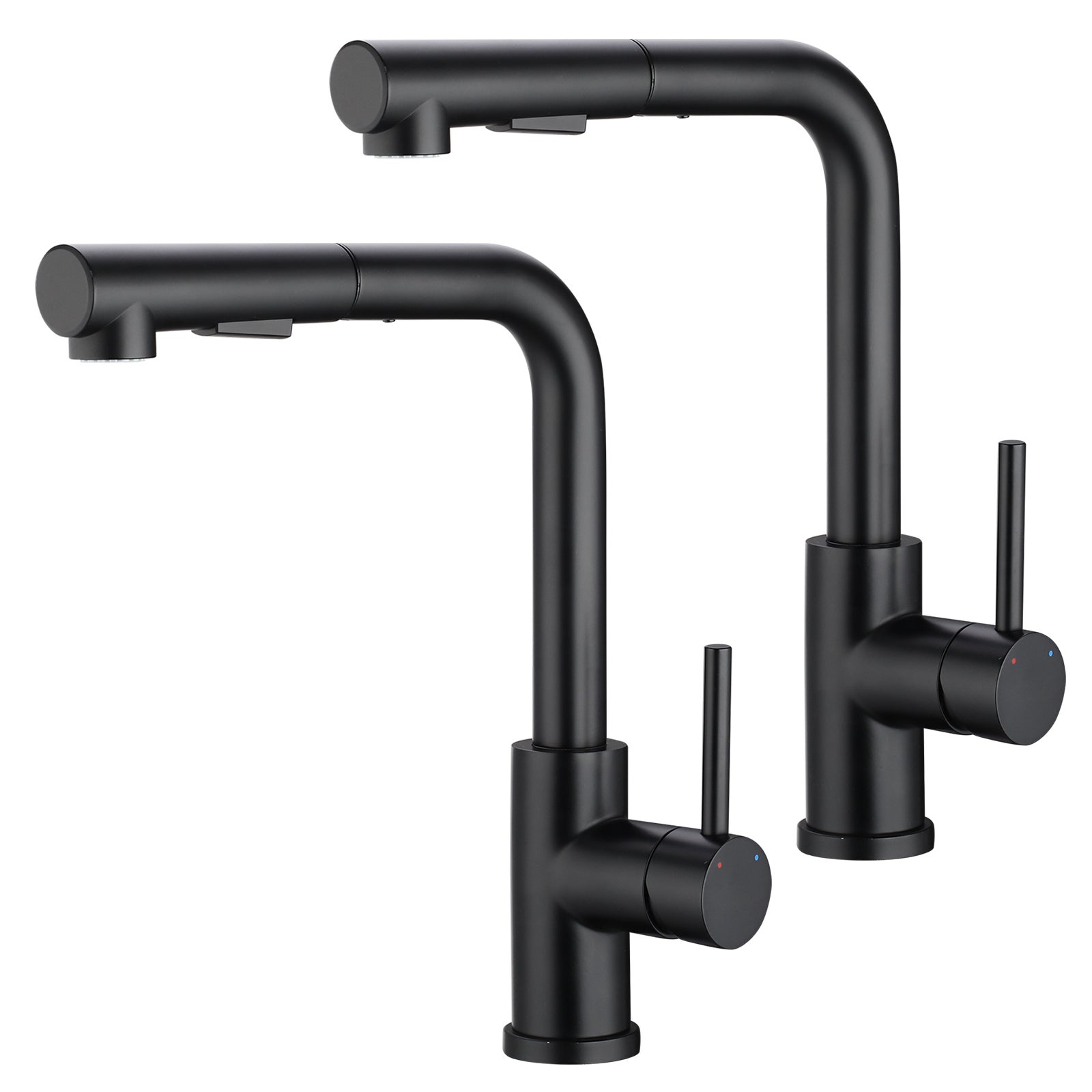 LOVHAUS Zestaw 2 Kran Kuchenny Czarny Wysuwany, Krany Zlewozmywakowe Obrotowe 360°, Kran Kuchenny Rozsuwany Z 2 Typami Strumienia
