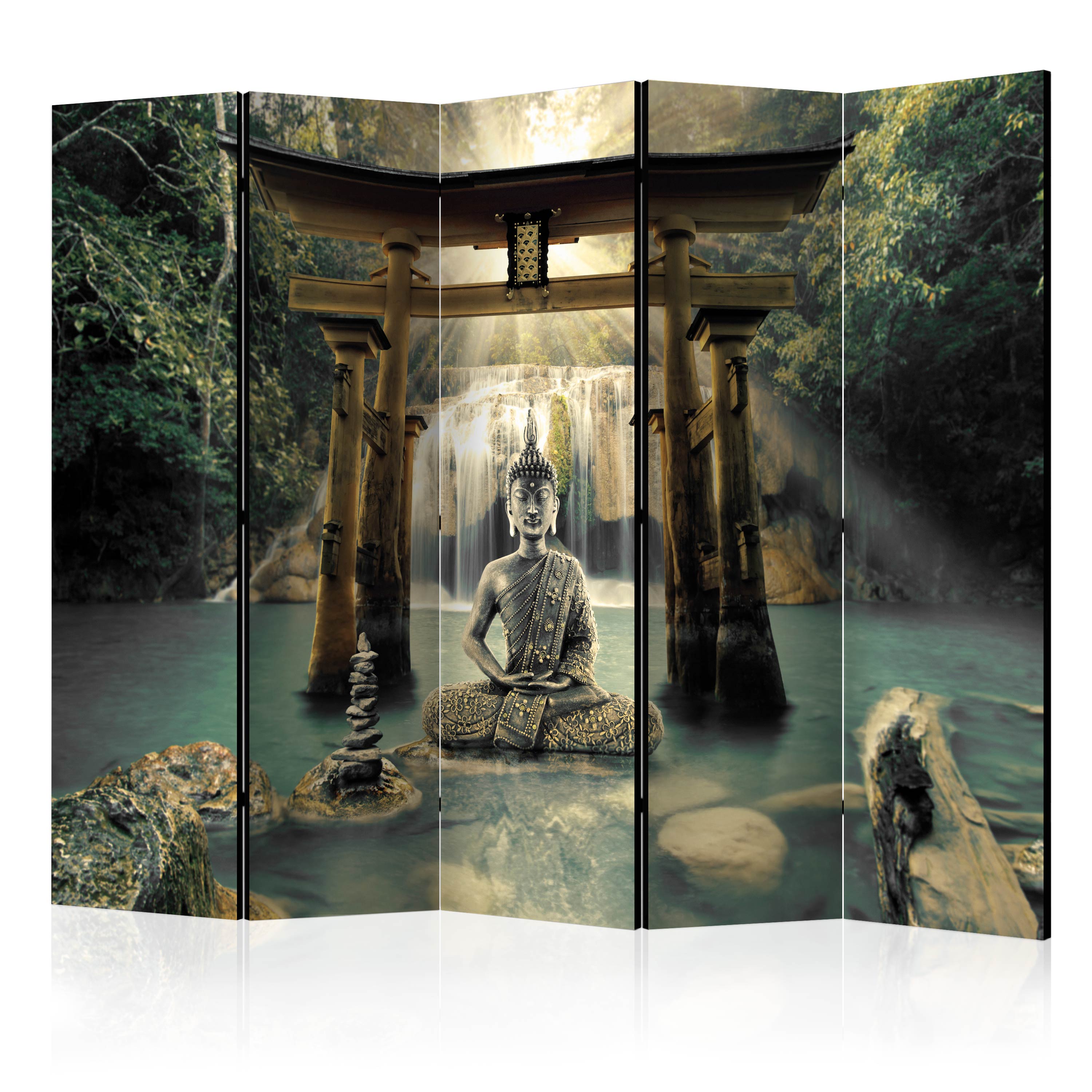 decomonkey Schermo divisorio per interni Muro 225x172 cm 5 Piezzi de