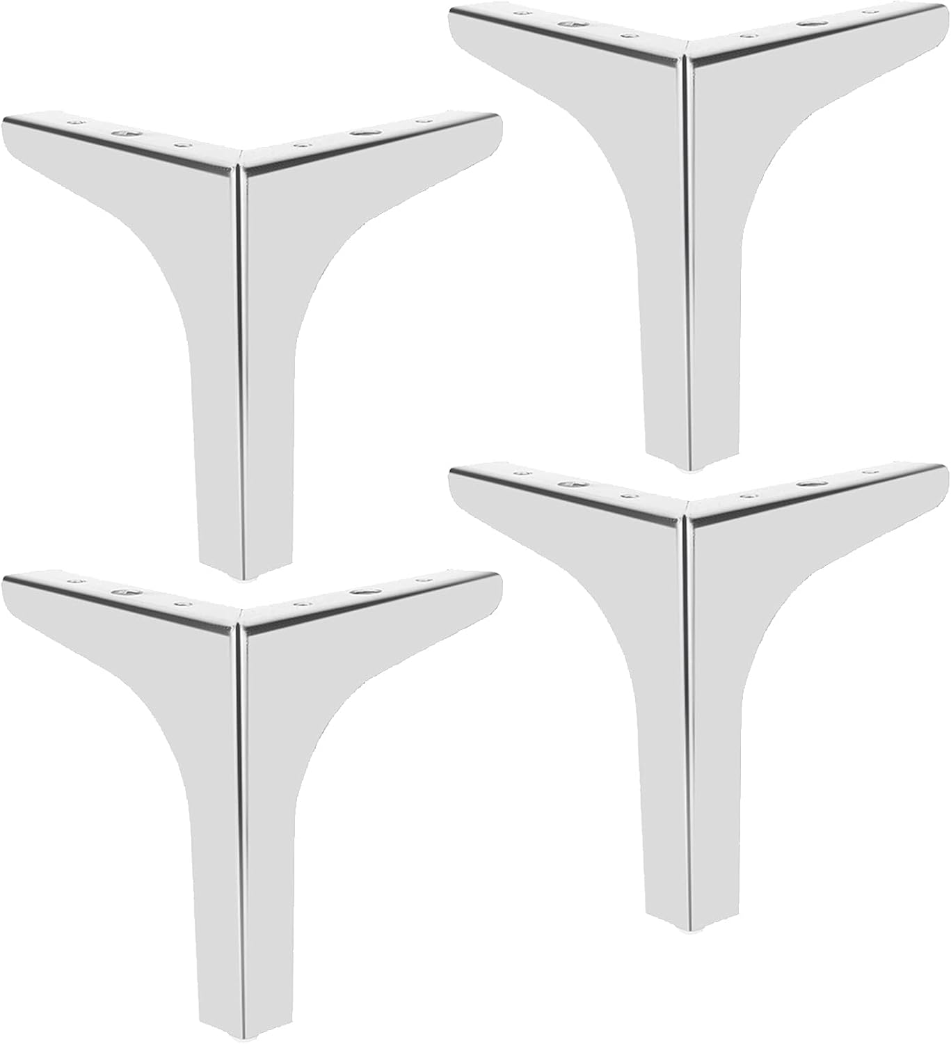 4 trójkątne metalowe nóżki do sofy - Srebrne nóżki meblowe - Pasują do sof, stolików kawowych itp. - Wysokość: 13 cm