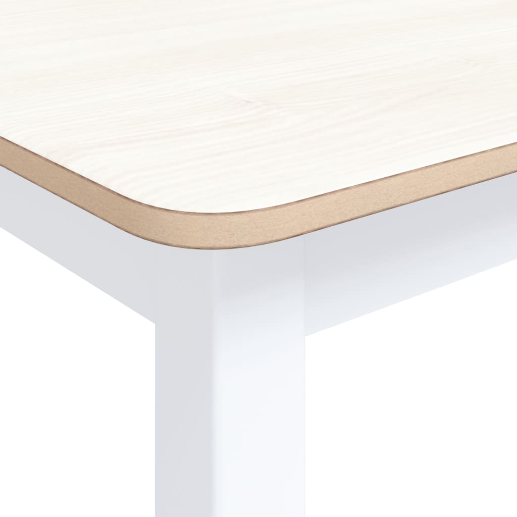 Table à manger Blanc et marron 114x71x75 cm Bois d'hévéa massif - 5