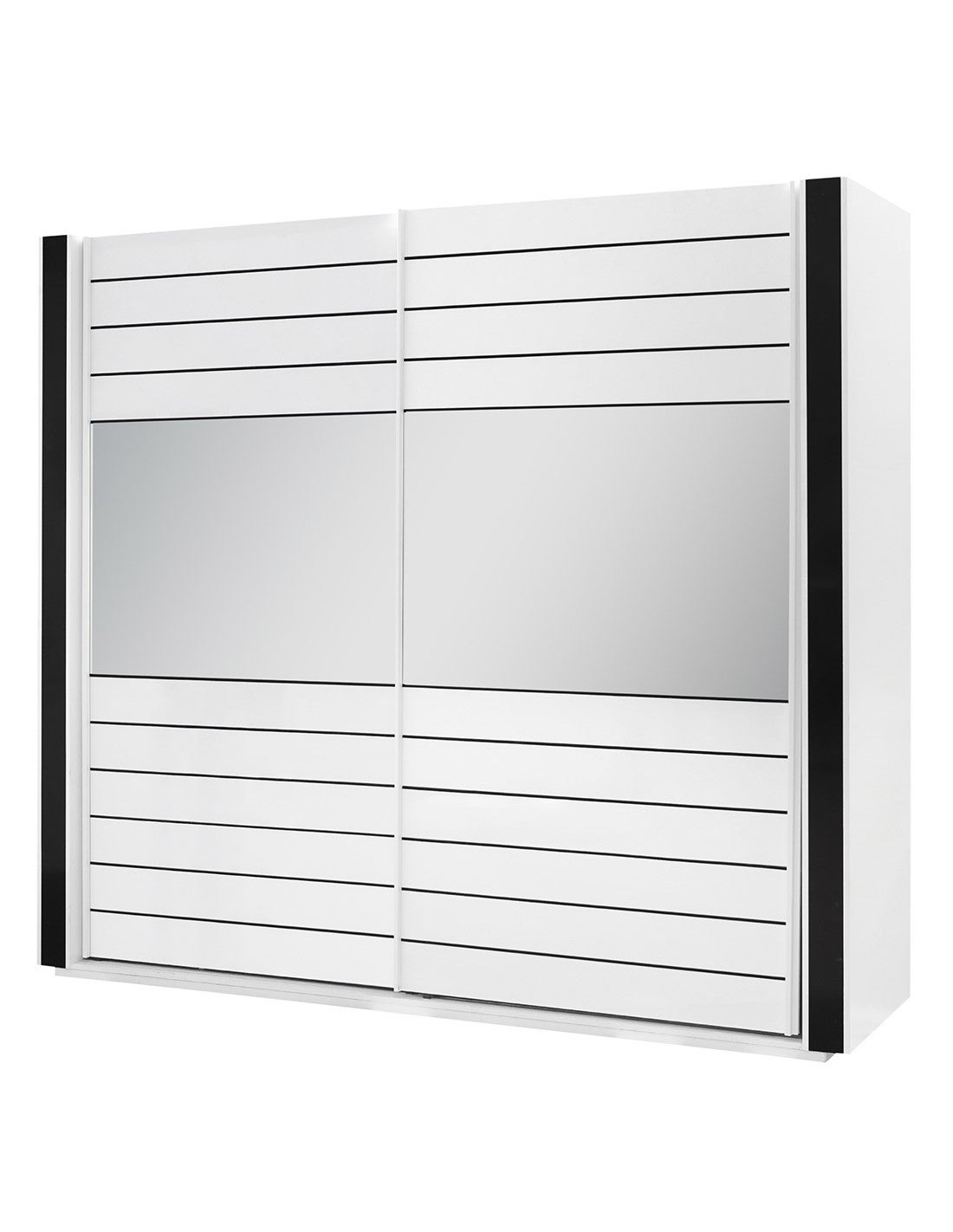 Armoire blanche et noire LINA 220 x 225 x 68 cm avec 2 grandes