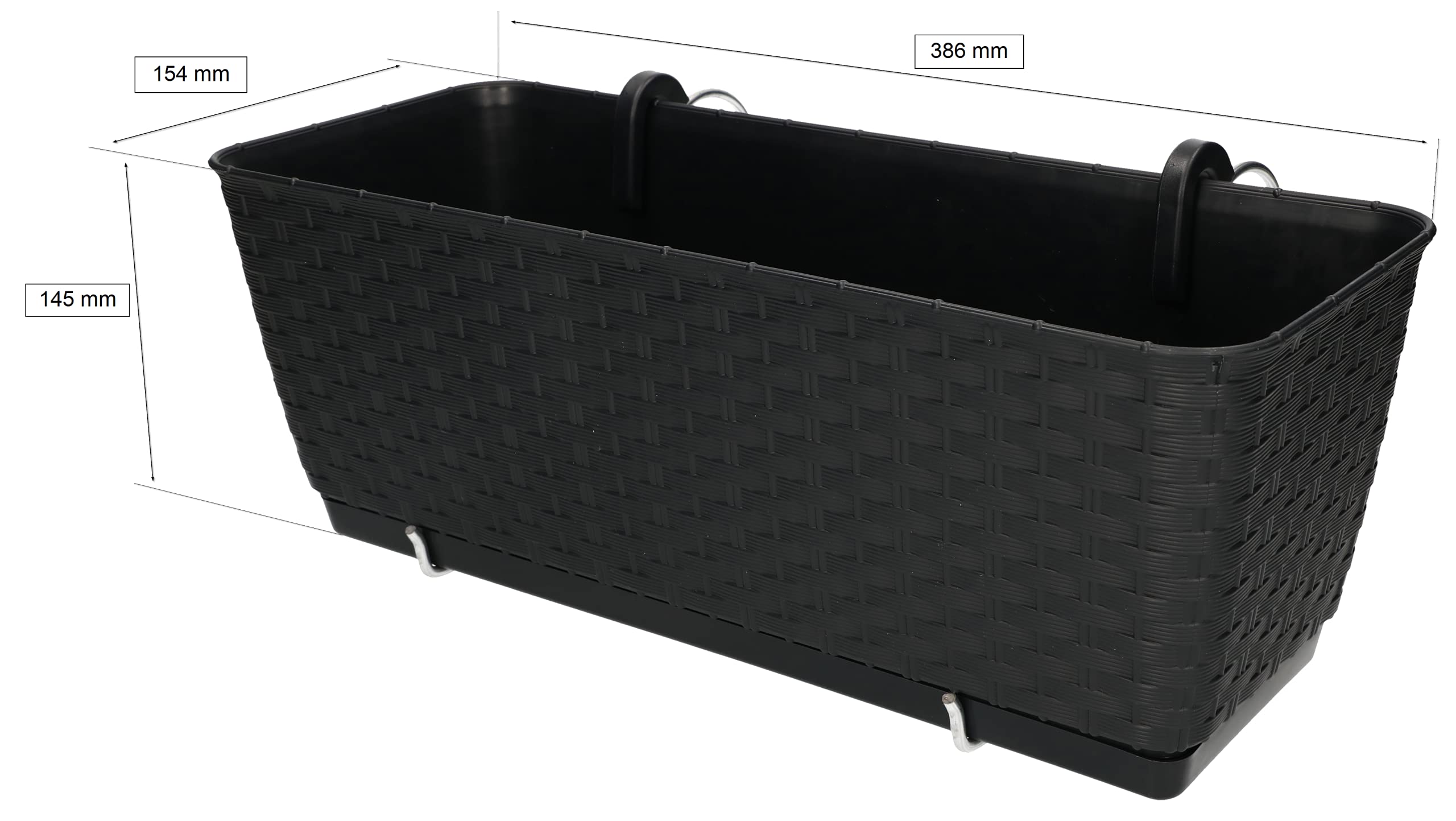 Fioriera da balcone 40 x 15 x 15 cm con inserto di irrigazione effetto rattan anthracite - KOTARBAU - 2