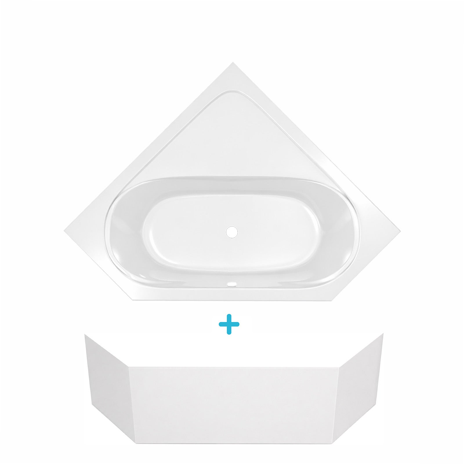 Pack Baignoire d'angle 140x140x54 cm avec Tablier recoupable - Blanc Brillant - MARINA - 3