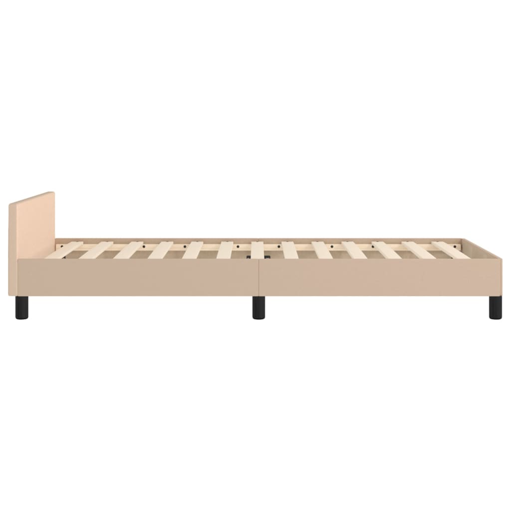 Cadre de lit sans matelas, similicuir cappuccino, pour la chambre, 100 × 200 cm - 7