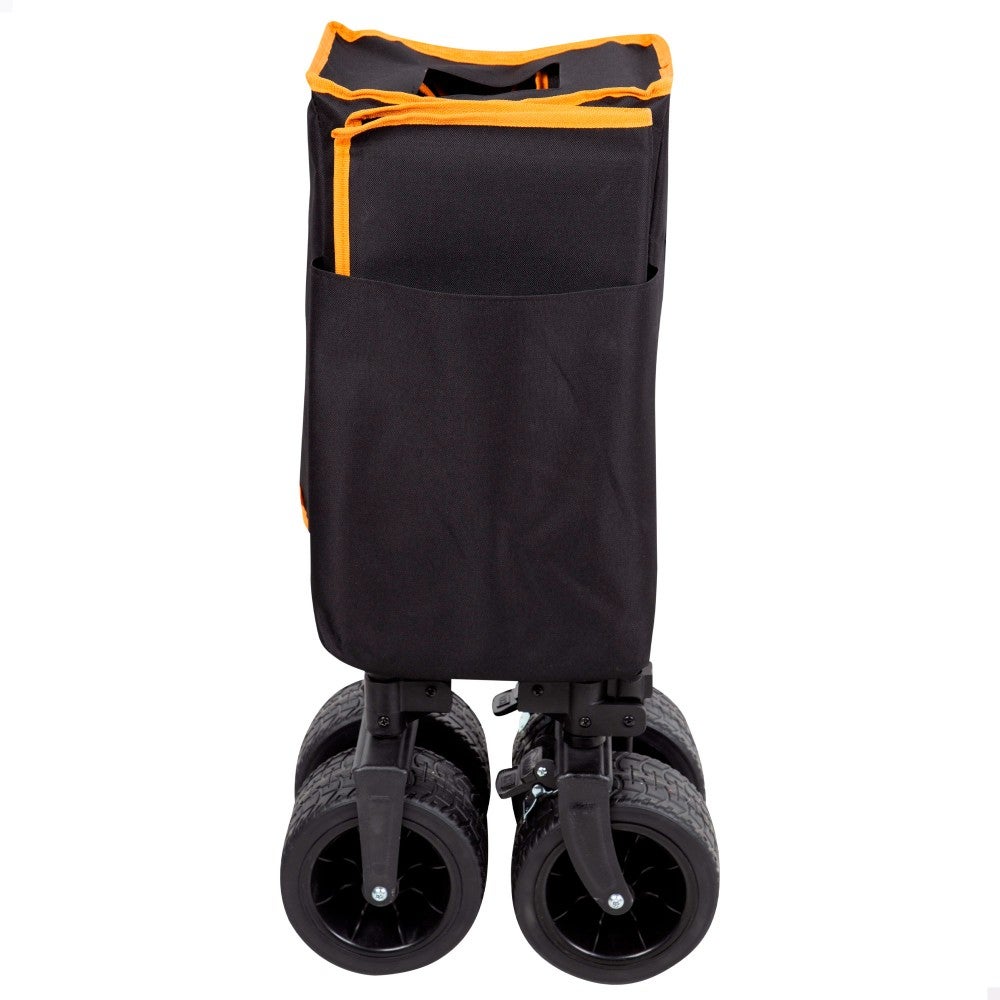 Chariot de plage pliable avec roulettes, charge maximale 150 kg, idéal pour le camping, la pêche, le jardin, design durable avec poignée réglable (LY008 -BLACK-J