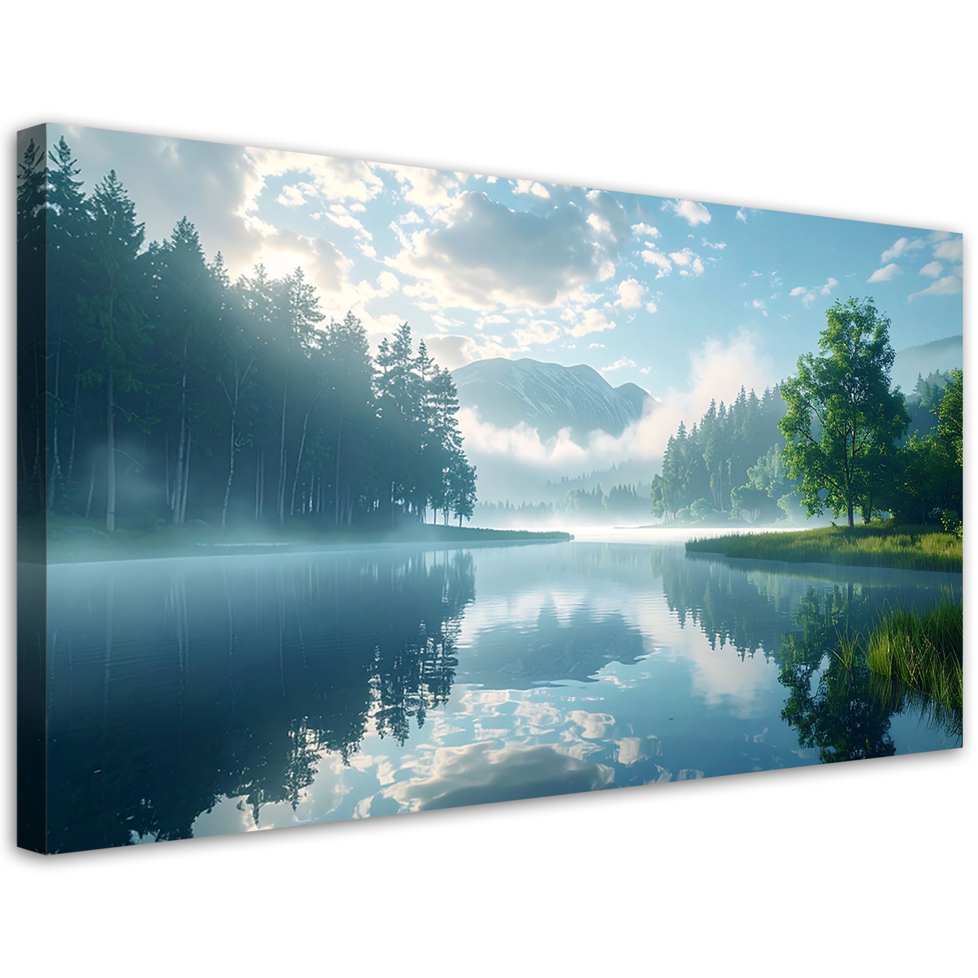 Obraz do salonu sypialni, Krajobraz jezioro góry mgła natura 100x50