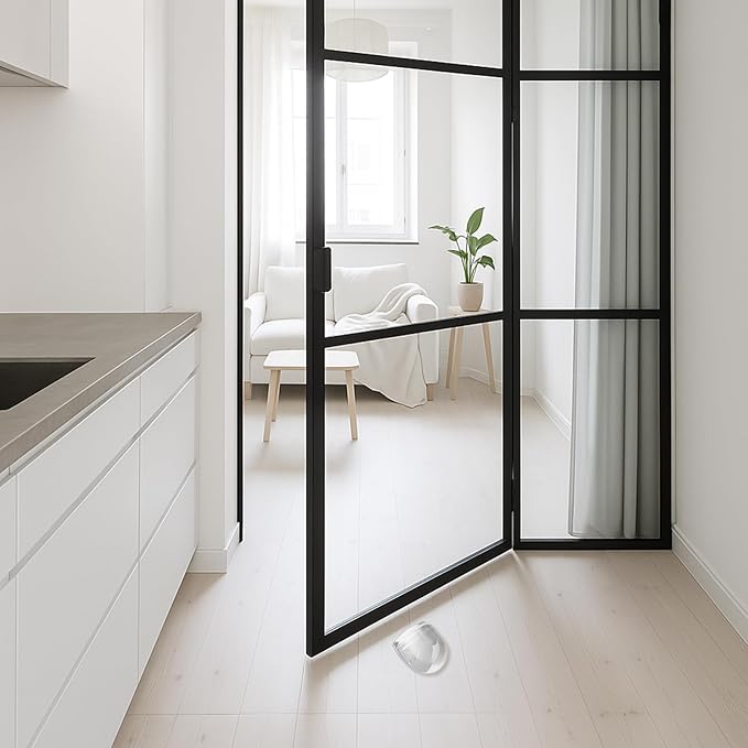 Arrêts de Portes,[Lot de 4]Arrêts et Butées de Porte Transparentes Stop-Porte Adhésif au Sol et Parquet, Butoirs de Porte Protection de Portes et Murs - 3