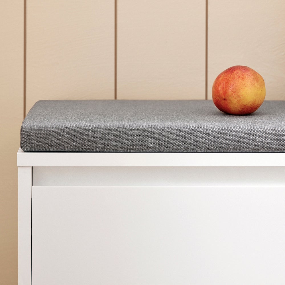 SoBuy Scarpiera con cuscino Panca con 2 vani portaoggetti Scarpiera salvaspazio Slim, portascarpe salvaspazio Regolabili 90x24x49 cm FSR119-W - 4