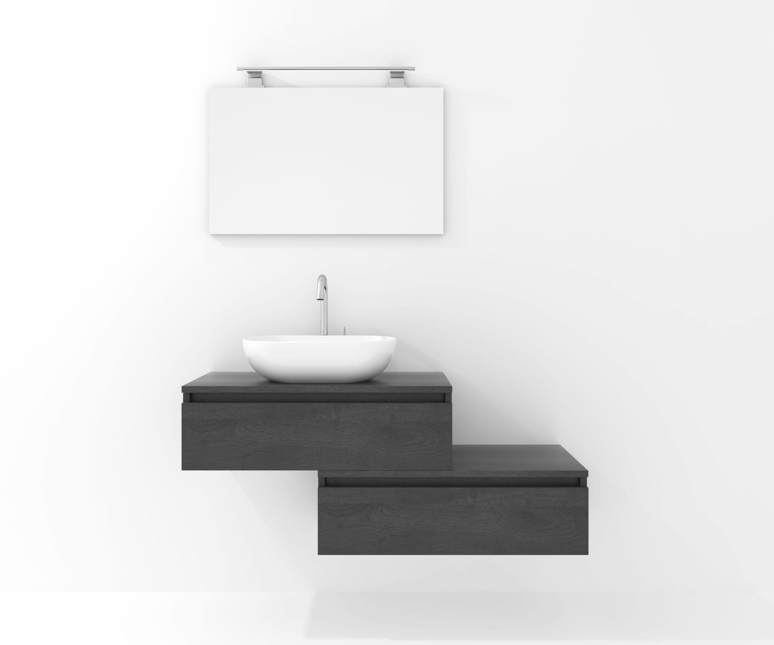 Ensemble de meubles de salle de bain Avantarea SANCY, Noir de jais 80 cm + vasque + miroir + spot LED - 2