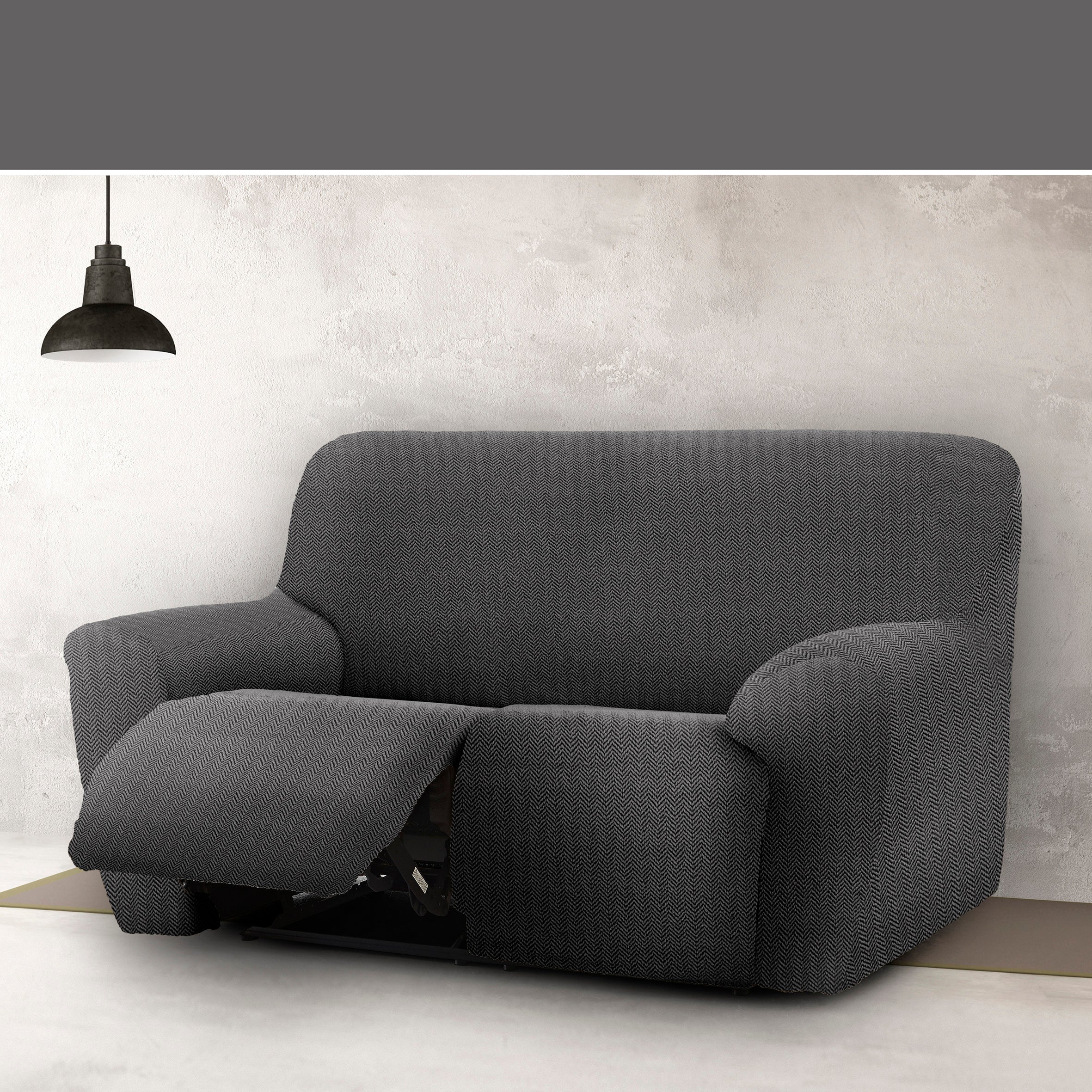 Copridivano Jaz relax estensibile 3 posti x 2 bielastico grigio scuro 140 - 300 cm - 3