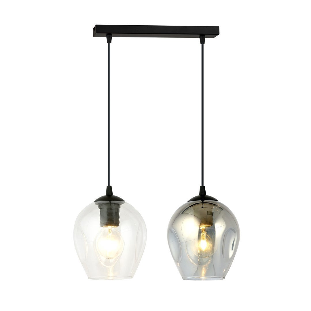 Lampa sufitowa Istar czarna-wielokolorowy 2xE27x15W wym: 100 x 40 x 14 cm szkło Emibig