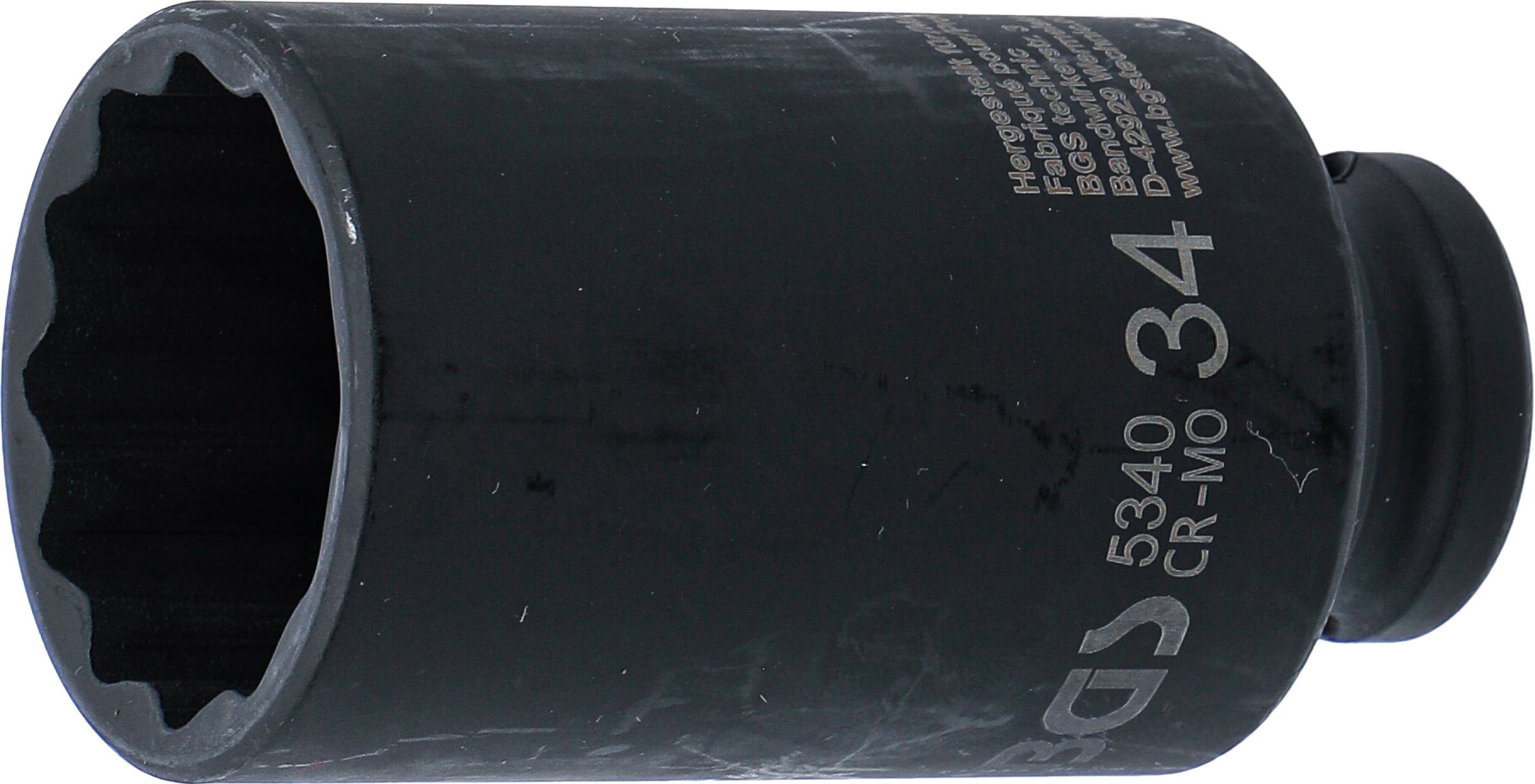 BGS Nasadka udarowa dwunastokątna chwyt wewnętrzny kwadrat 12,5 mm (1/2") SW 34 mm - 5340