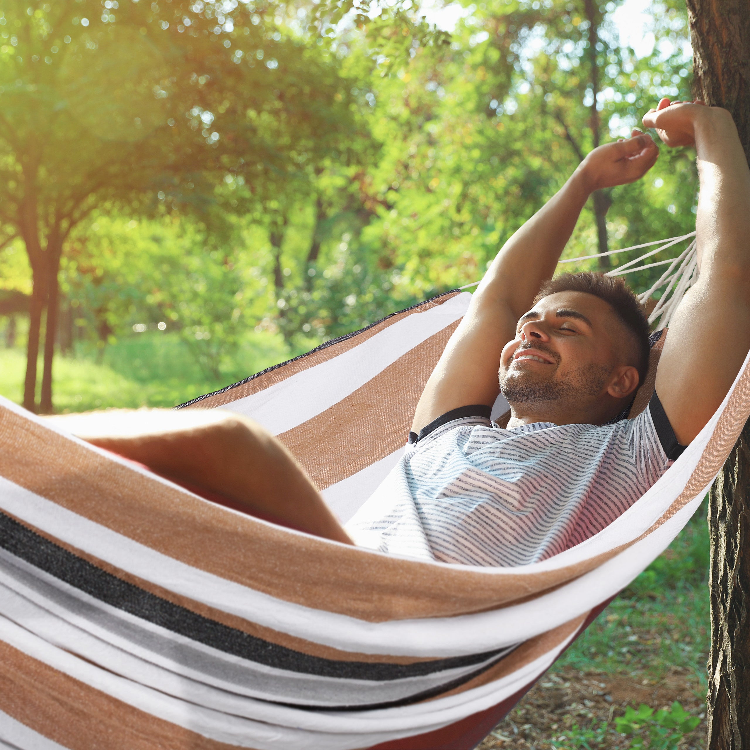 Hamac 300kg, 2 Personnes, Jardin Extérieur, Suspendu, Coton, Transportable, 150 x 272 cm, multicolore, Relaxdays - 3