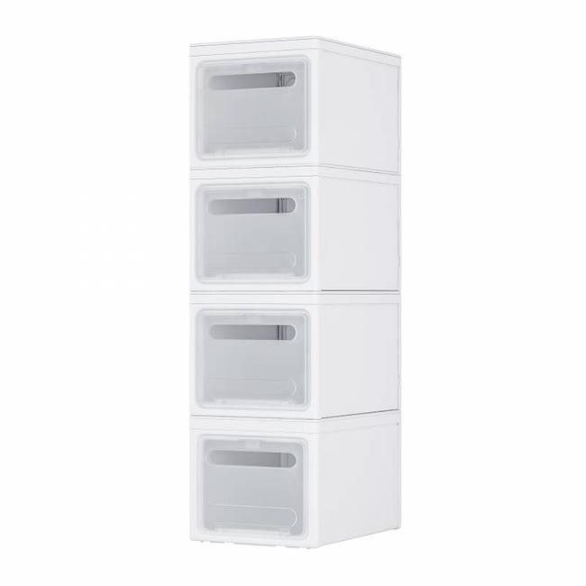 Organizer Cassetti Impilabili 2 Pezzi | 4 Cassetti Trasparenti | Per Scrivania, Bagno O Cucina | Plastica Bianca - Foto 2