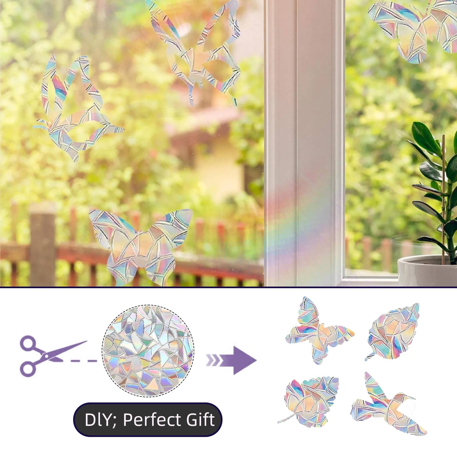 39 pièces suncatcher sticker, stickers fenêtre prisme, film arc-en-ciel, stickers anti-collision oiseaux, autocollants portes & fenêtres - 6