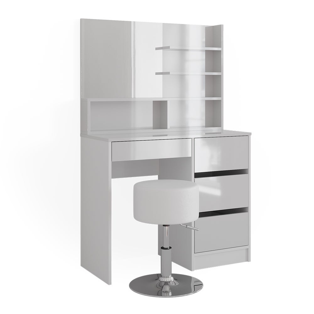 Vicco Stół toaletowy Sherry, Biały, 90 cm z taboretem