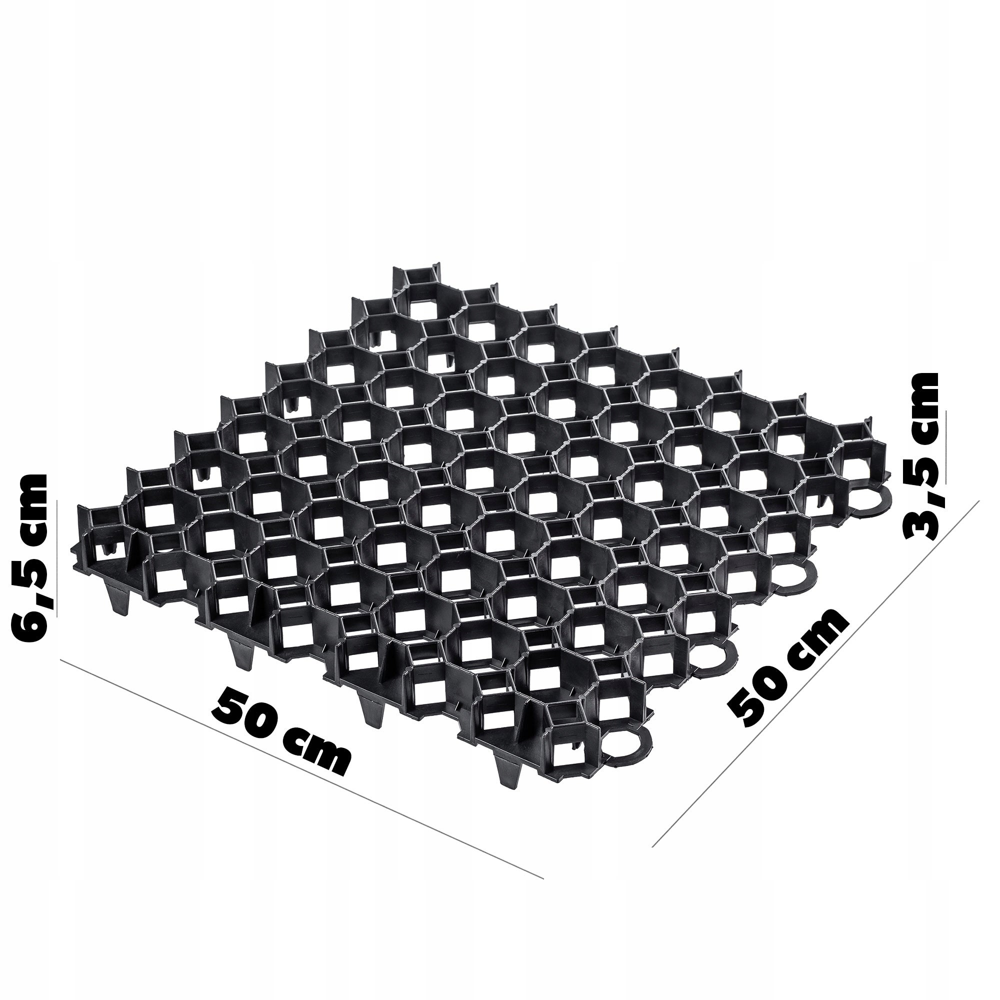 KADAX Baldosas estabilizadoras de plástico de 50 cm, estabilizadores de grava, losas de césped para jardines, rejillas de césped (negro, 20 unidades) - 2