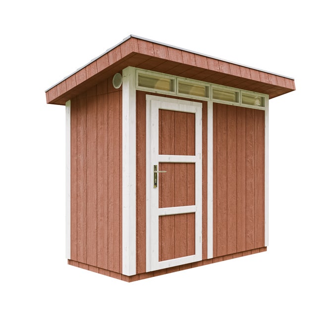 Abri de Jardin 3m2 à base de bois en panneaux LP SmartSide, avec sol et tuiles bitumineuses L161xL293xH239 cm - Timbela M901- REDWOOD RED