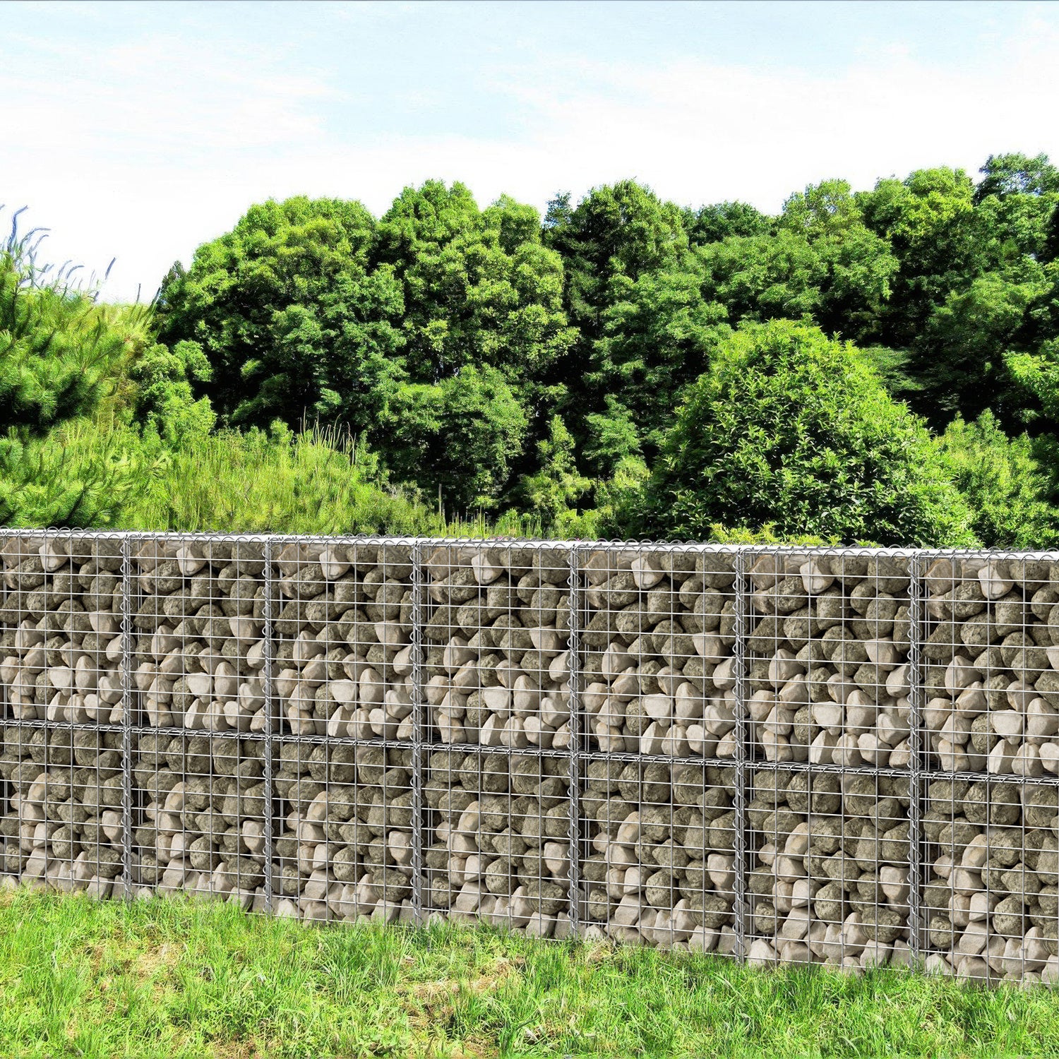 Wzmocniona kosz gabionowy na kamienie 100 x 50 x 50 cm stal ocynkowana w kolorze srebrnym – w zestawie 4 haczyki do łatwego montażu ogrodzenia ścianki