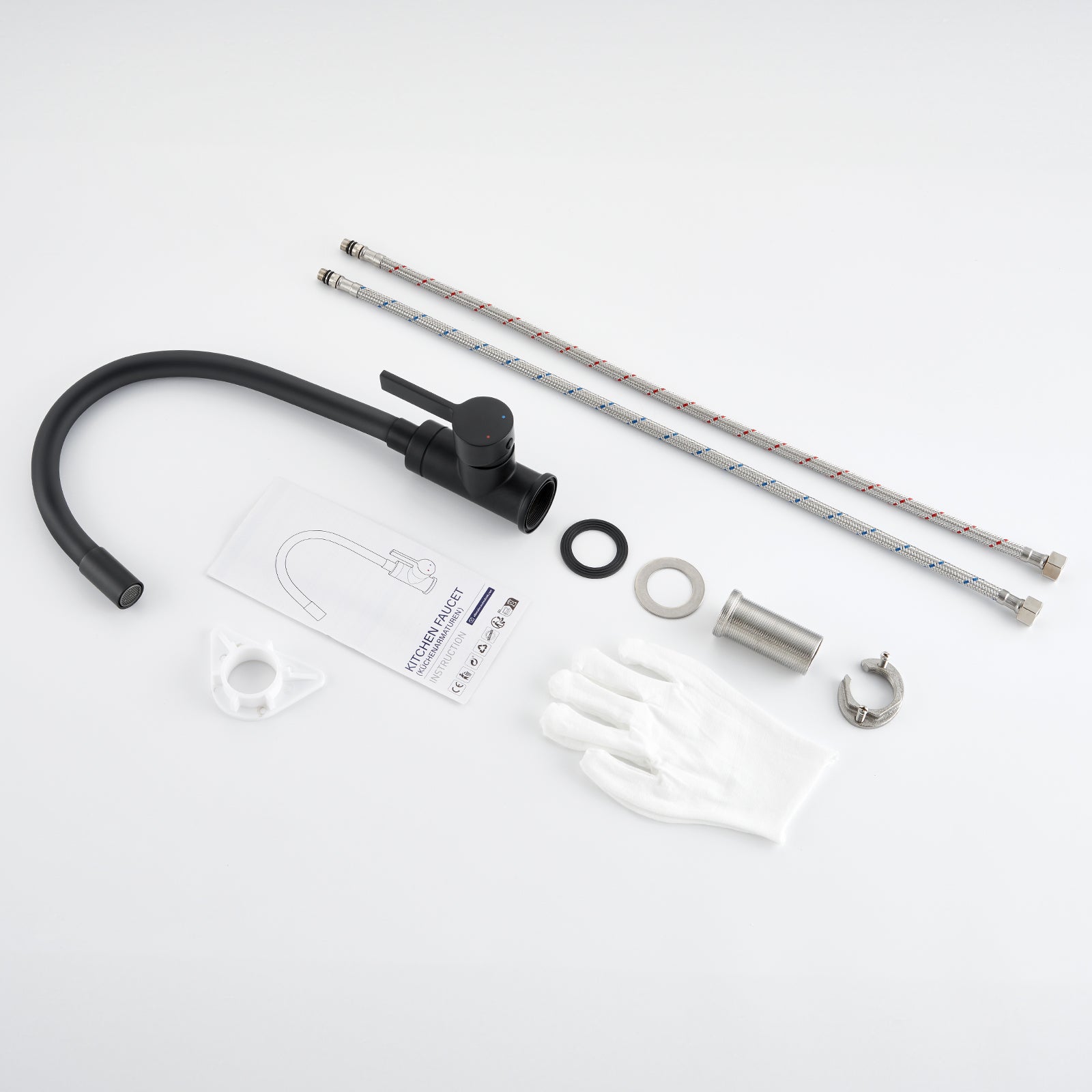 Auralum Max Grifo de cocina flexible negro, mezclador de cocina giratorio 360°, grifo de cocina de agua fría y caliente - 7
