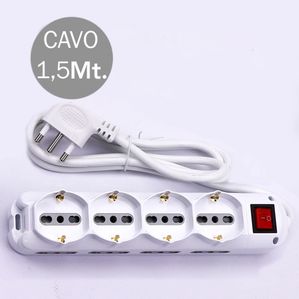 Multienchufe con Cable 1,5m 8 Tomas Laterales 10/16A 2P+E Bipass 4 ...