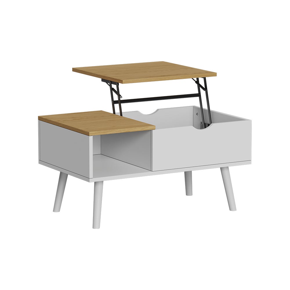 Vicco Stolik kawowy Stora, Biały/dąb, 76 x 45 cm z funkcją podnoszenia