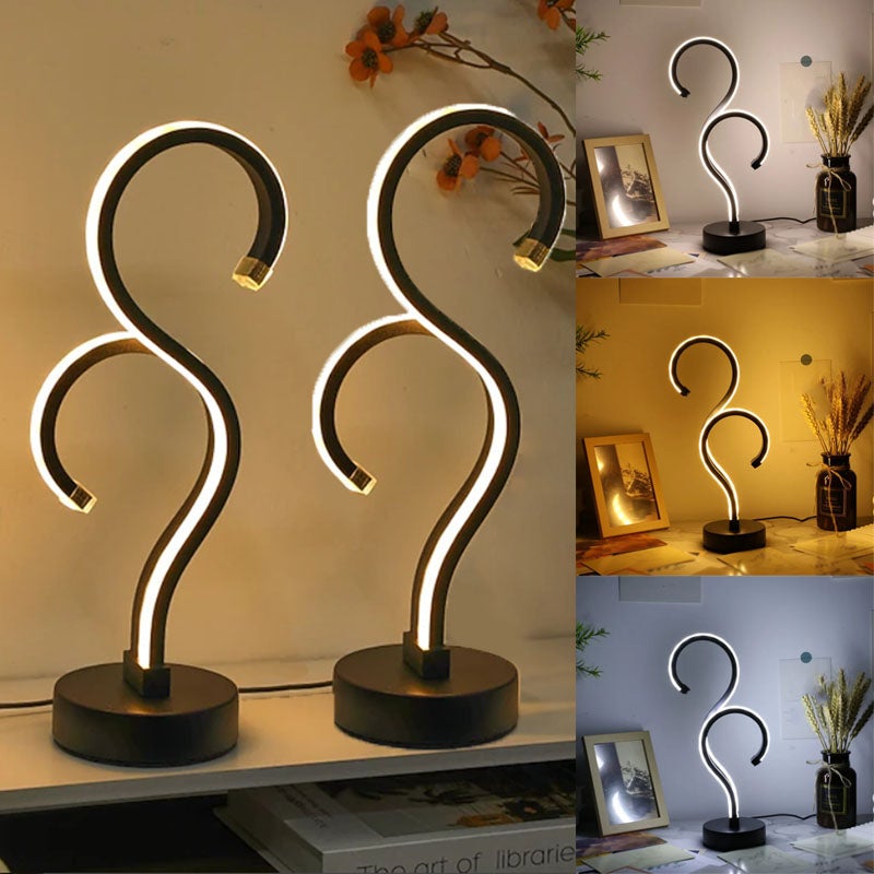 2 lámparas de escritorio dobles con forma de signo de interrogación - regulables de 3000 k a 6000 k, luz ajustable, 10 x 32 cm, lámpara