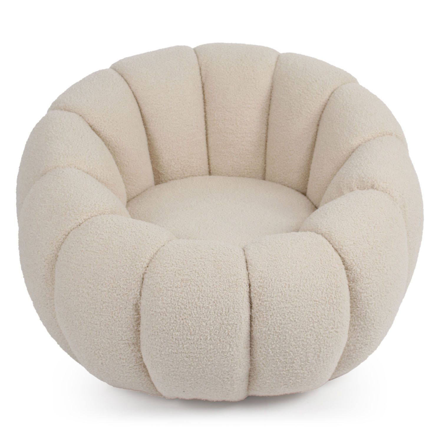 Fauteuil design coquillage Horizan Tissu bouclette Crème - 4