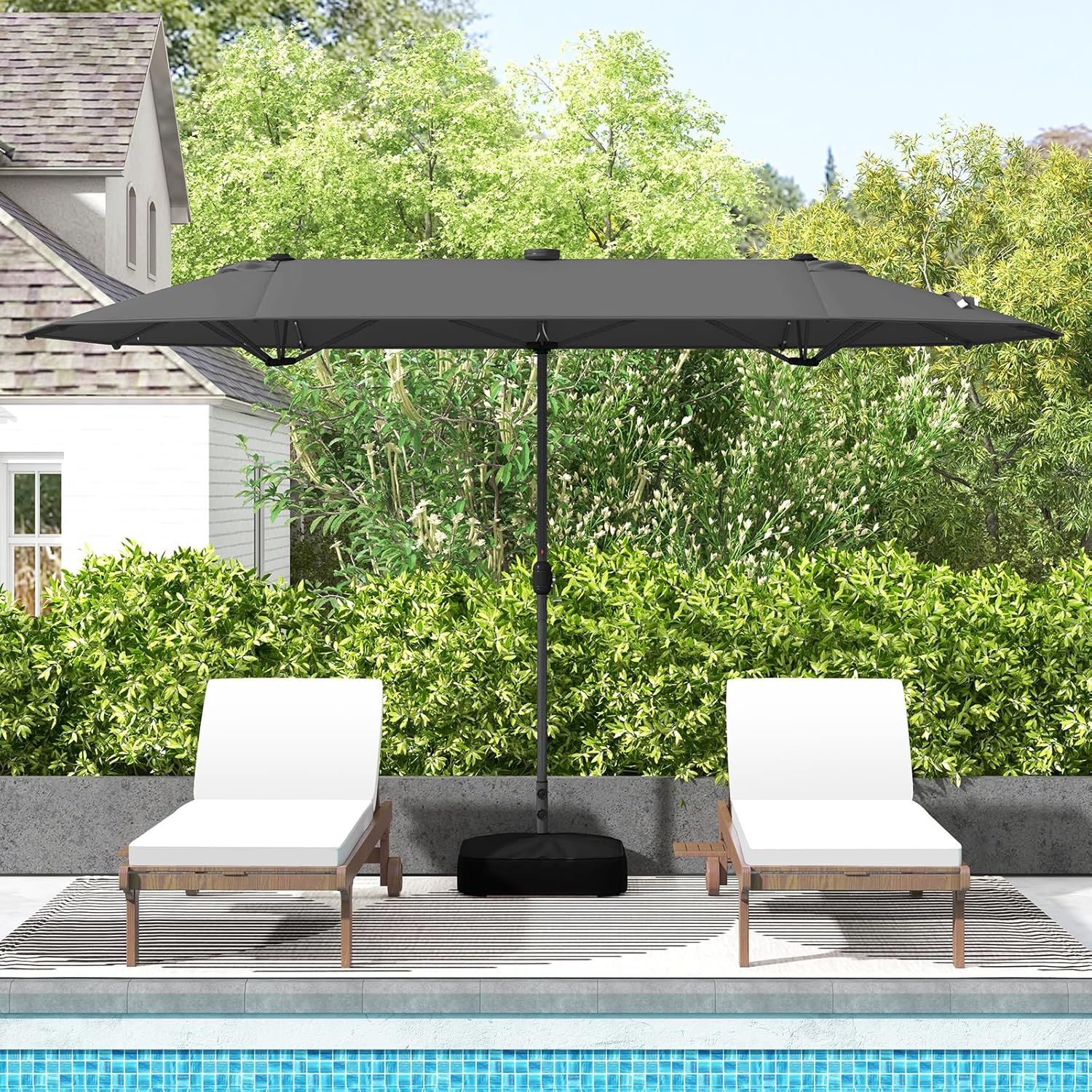 SPRINGOS Sombrilla XXL 400 Cm Con Manivela – Gris Grafito, Impermeable Y Resistente Para Jardín, Terraza O Balcón